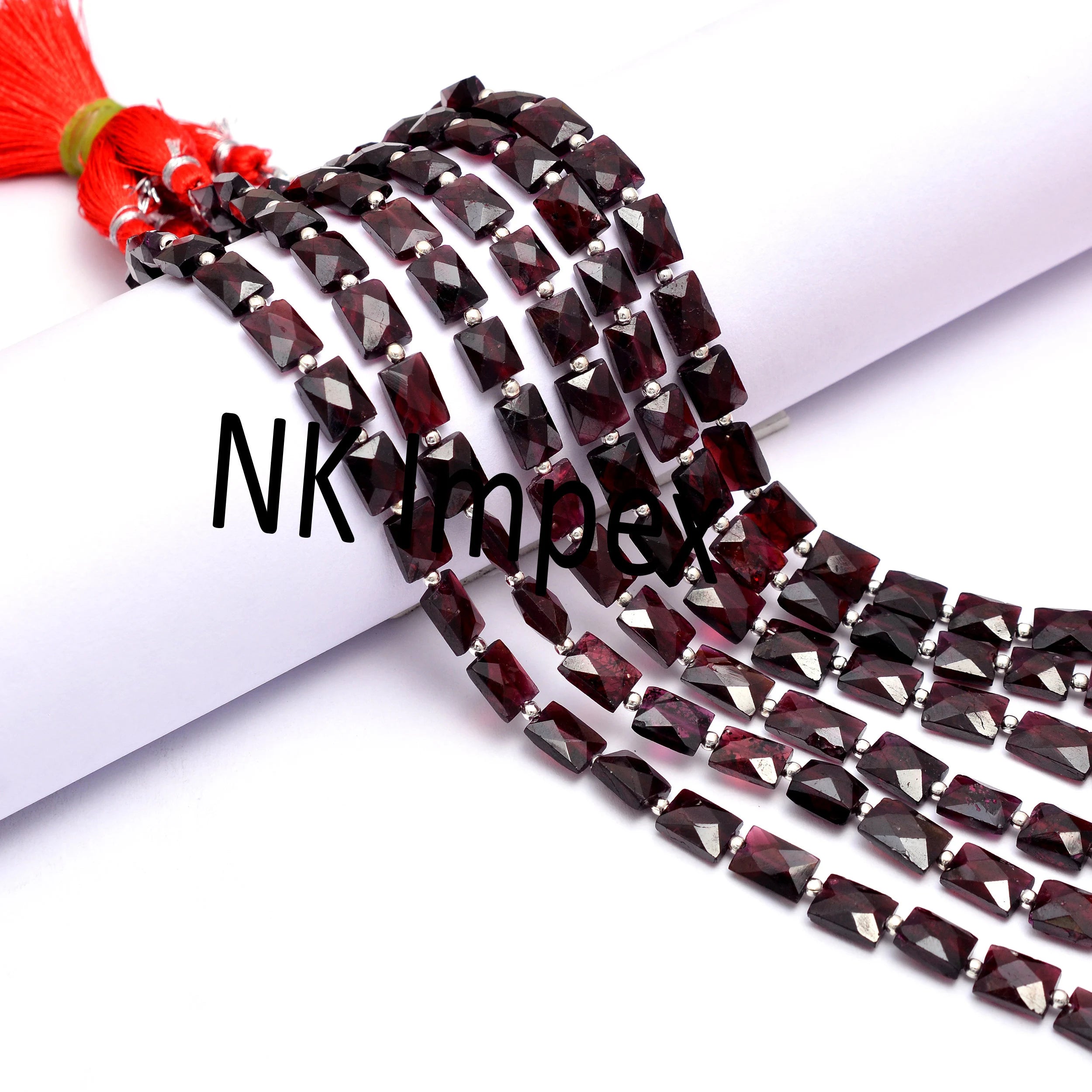 Garnet Faceted Rectangle Shape Beads, 6x8 mm, Garnet Rectangle, Garnet Handmade Jewelry Making Gemstone Beads, 8 Inch