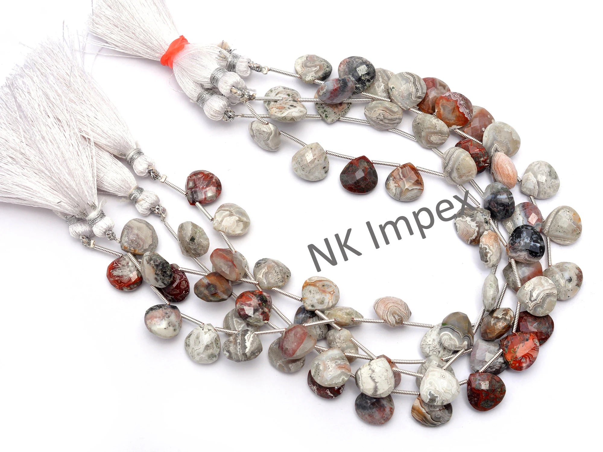 Crazy Lace Agate Faceted Heart Shape Beads, 11 mm, Crazy Lace Agate Heart, Crazy Lace Agate Handmade Jewelry Making Beads, 10 Inch