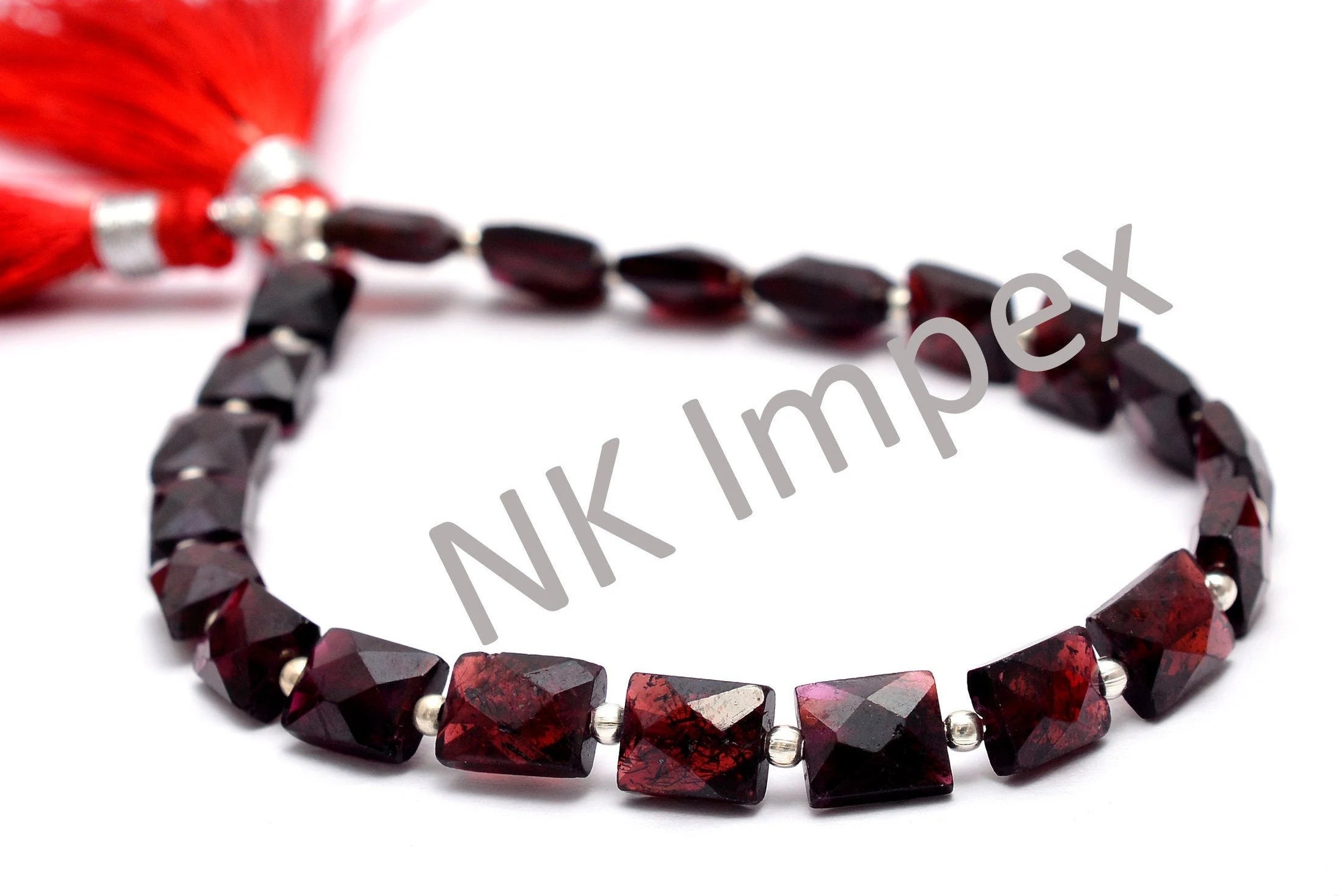 Garnet Faceted Rectangle Shape Beads, 6x8 mm, Garnet Rectangle, Garnet Handmade Jewelry Making Gemstone Beads, 8 Inch