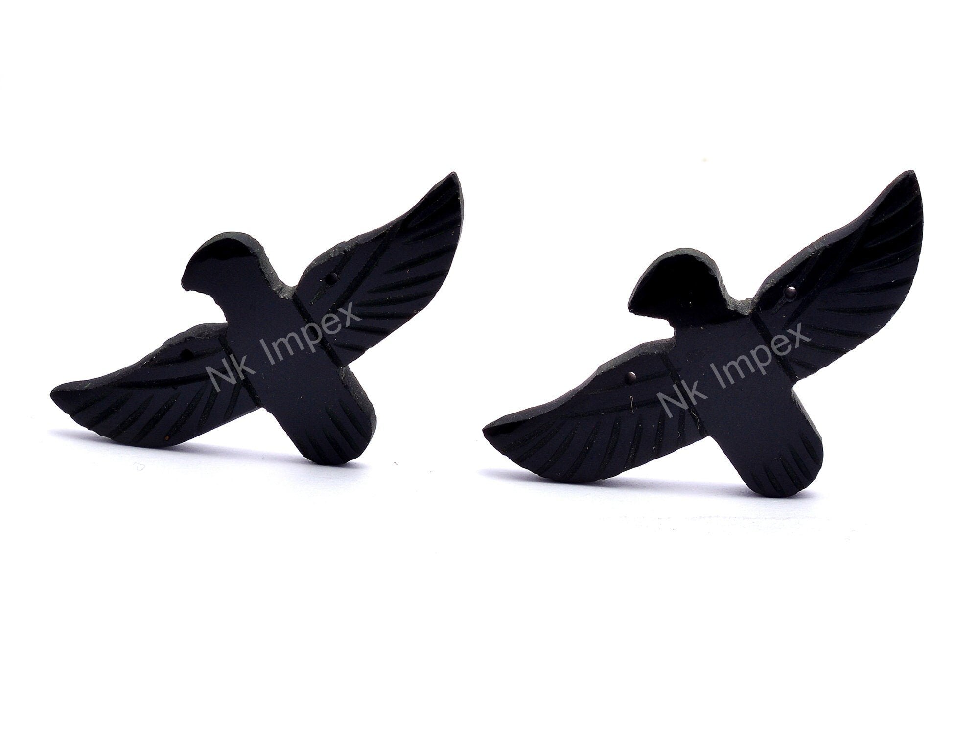 Natural Black Onyx Eagle Loose Gemstone. Handmade Carving Onyx Motif, (SKU1035)