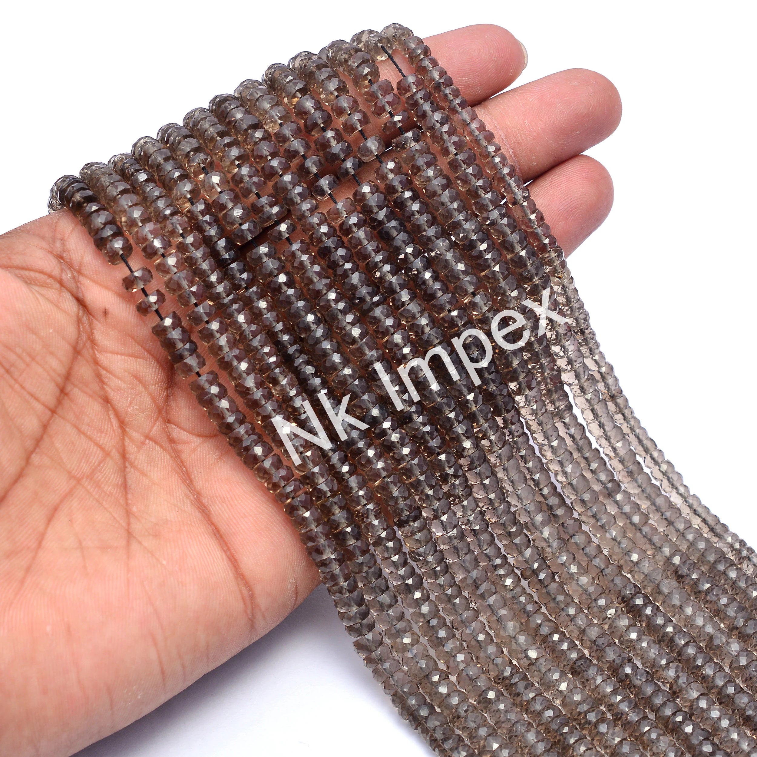 AA Quality Smoky Quartz Faceted Tyre Beads, Smoky Quartz Heishi Beads, Smoky Quartz Tyre Beads, Handmade Heishi Beads, SKU No. 1001