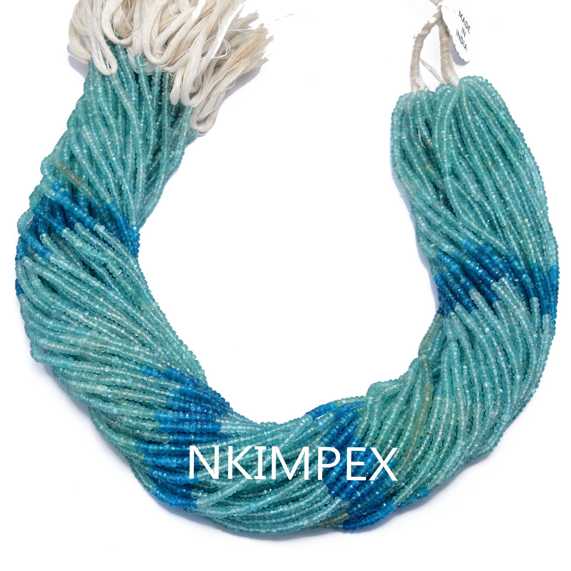 Natural Multi Apatite Shaded Faceted Rondelle Beads, 17 Inch Strand, (SKU006)