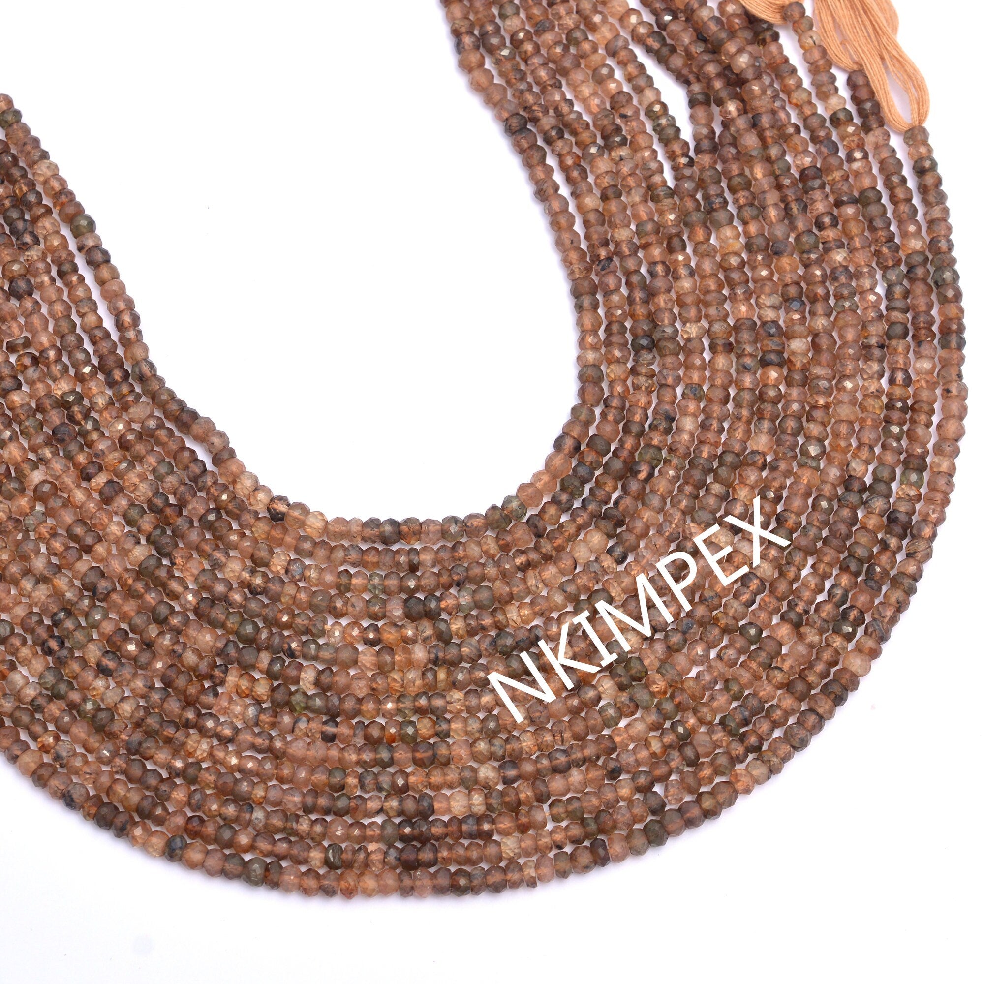 Andalusite Faceted Rondelle Beads, Green Andalusite Rondelle Beads, Andalusite Jewelry Making Gemstone Beads, 13.5 Inch Strand