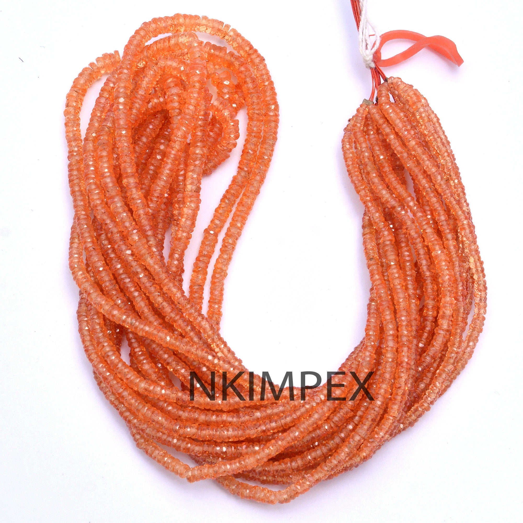 Natural Orange Sapphire Faceted Tyre Beads, 2 mm To 4.5 mm, Orange Sapphire Wheels, Sapphire Jewelry Making Gemstone Beads, 16 Inch, SKU 061