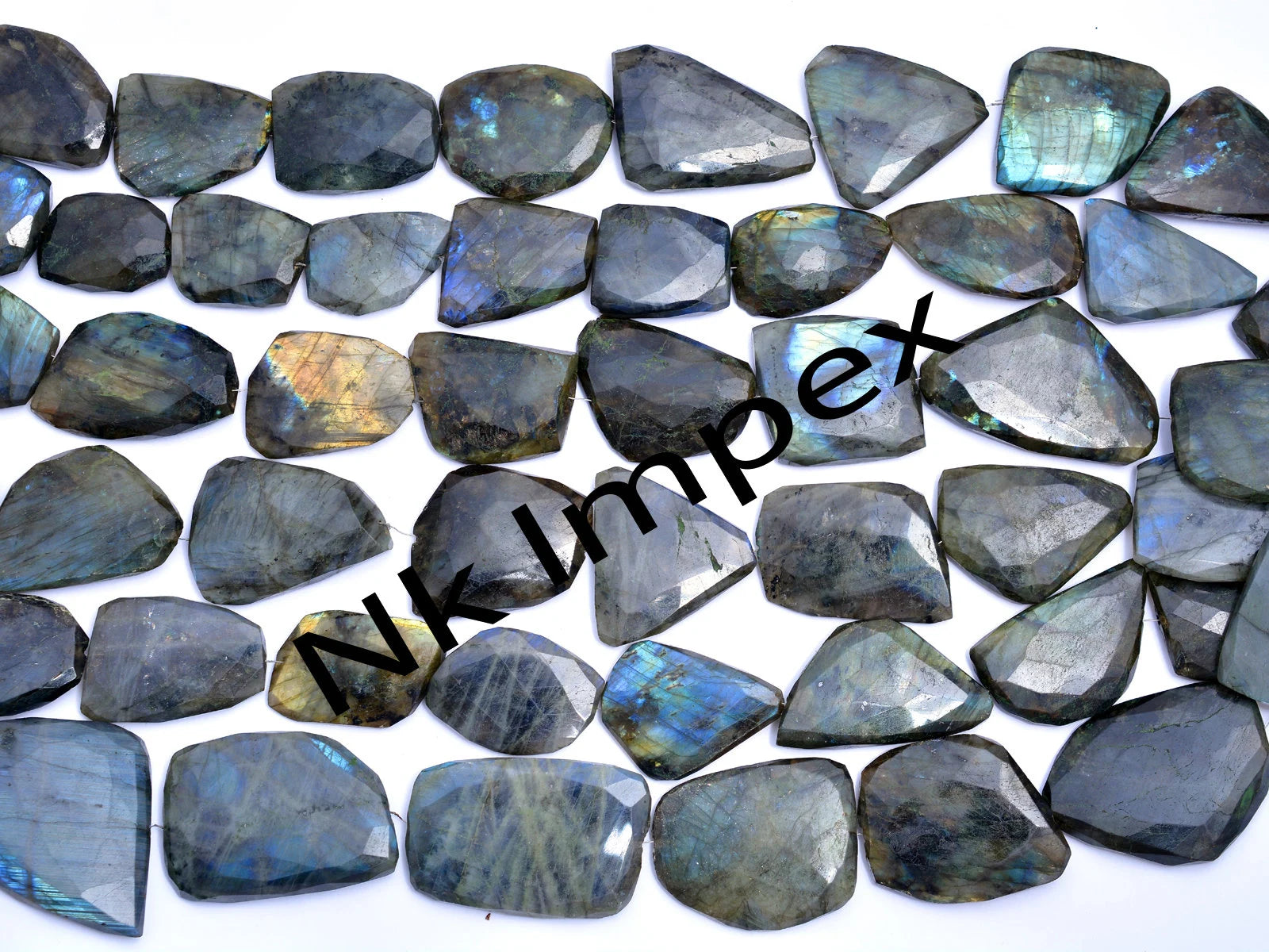 Labradorite Faceted Flat Plate Nugget Beads, Black Rainbow Plat Nuggets Beads, Labradorite Jewelry Making Gemstone Beads, 15 Inch, SKU 180