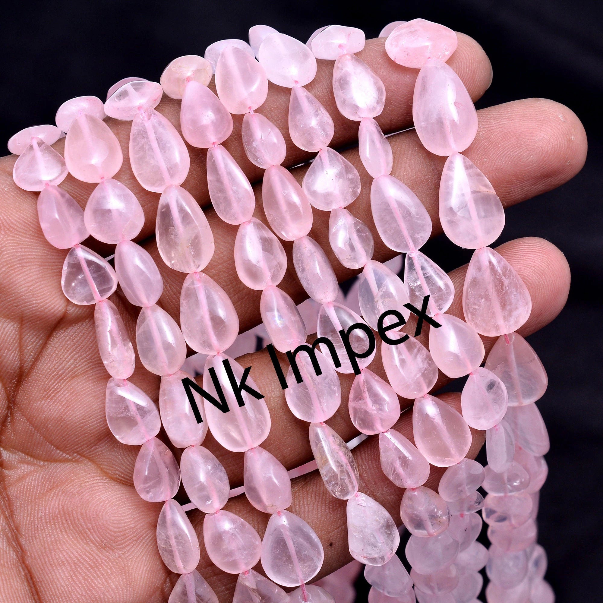 Natural Rose Quartz Smooth Teardrops Beads, 7x9 To 11x17 mm, 14 Inch, (SKU191)