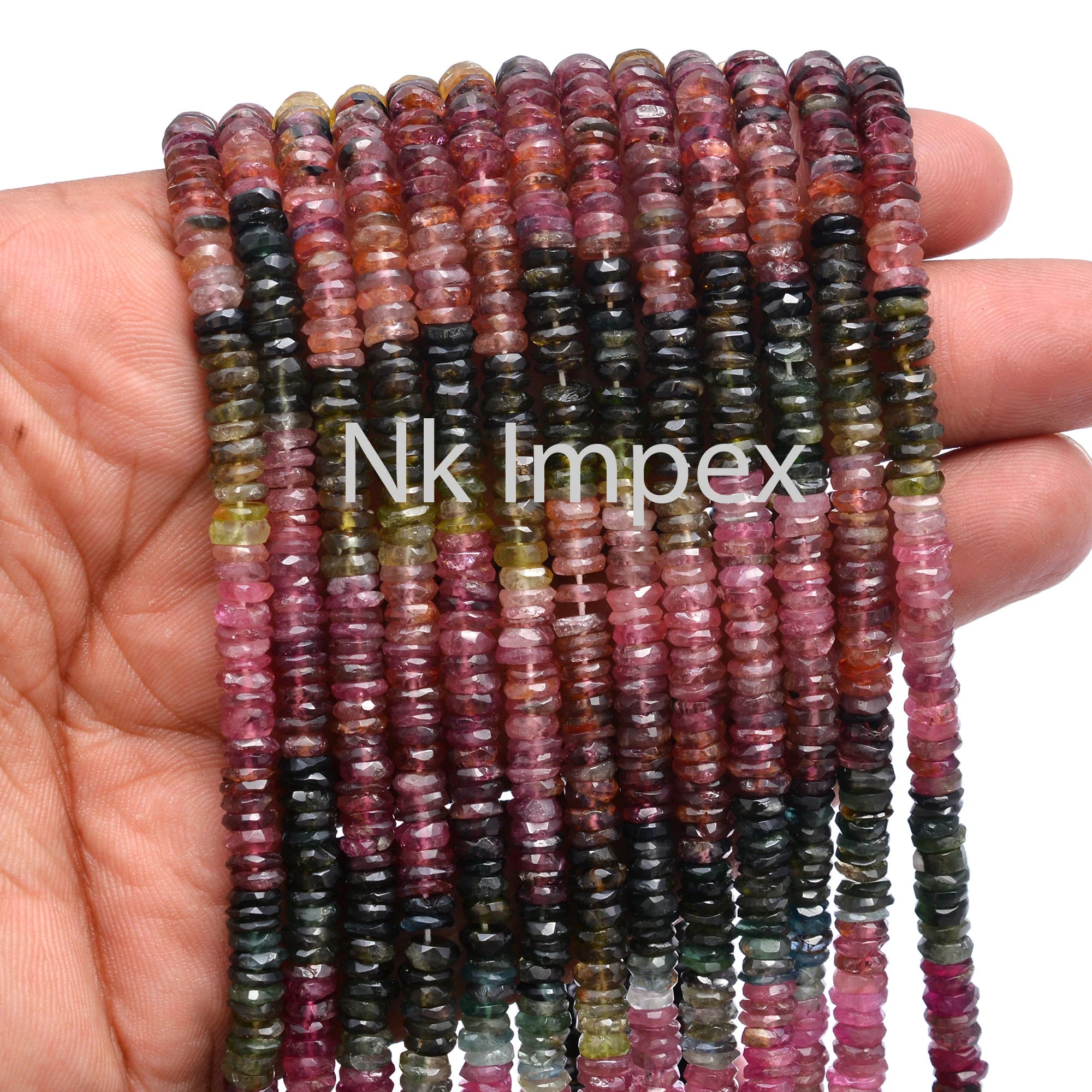 Natural Multi Tourmaline Faceted Tyre Beads, 5 mm, Multi Tourmaline Tyre, Tourmaline Coin Bead, Gemstone Jewelry Making, 15 Inch, SKU 207