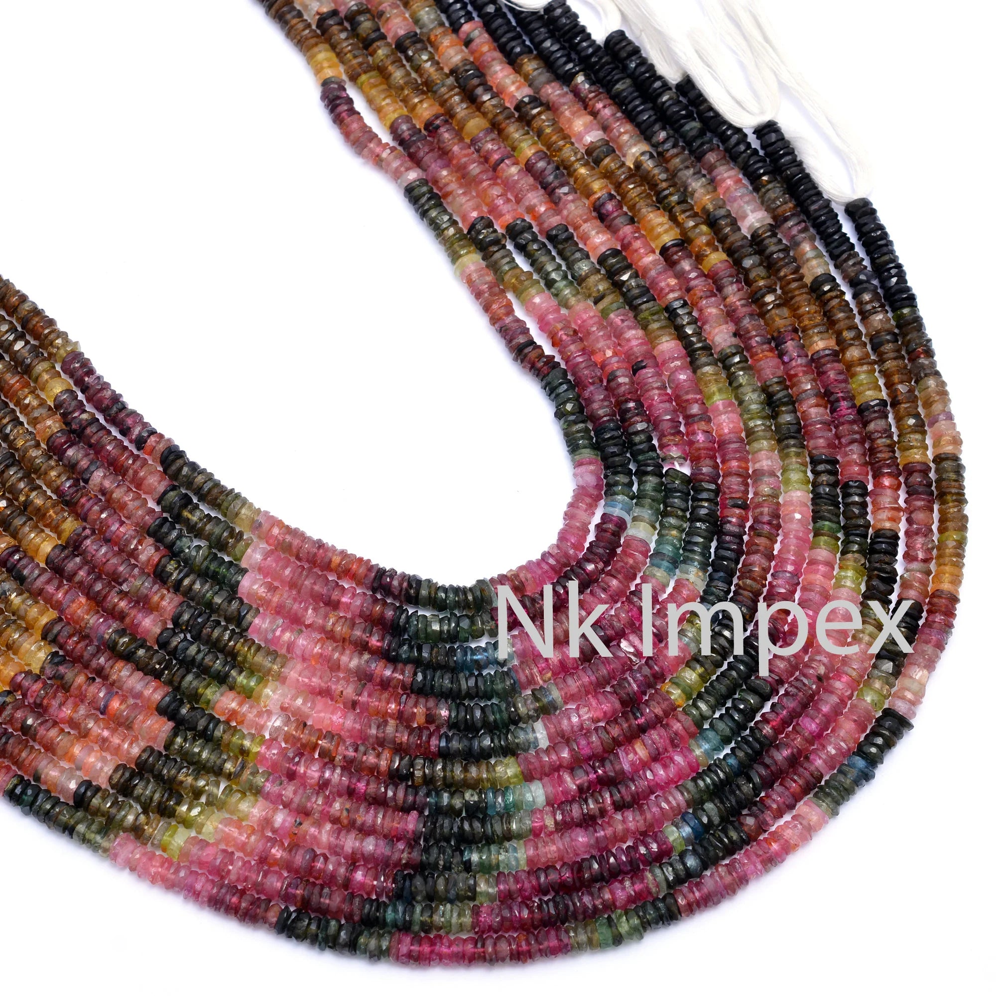 Natural Multi Tourmaline Faceted Tyre Beads, 5 mm, Multi Tourmaline Tyre, Tourmaline Coin Bead, Gemstone Jewelry Making, 15 Inch, SKU 207