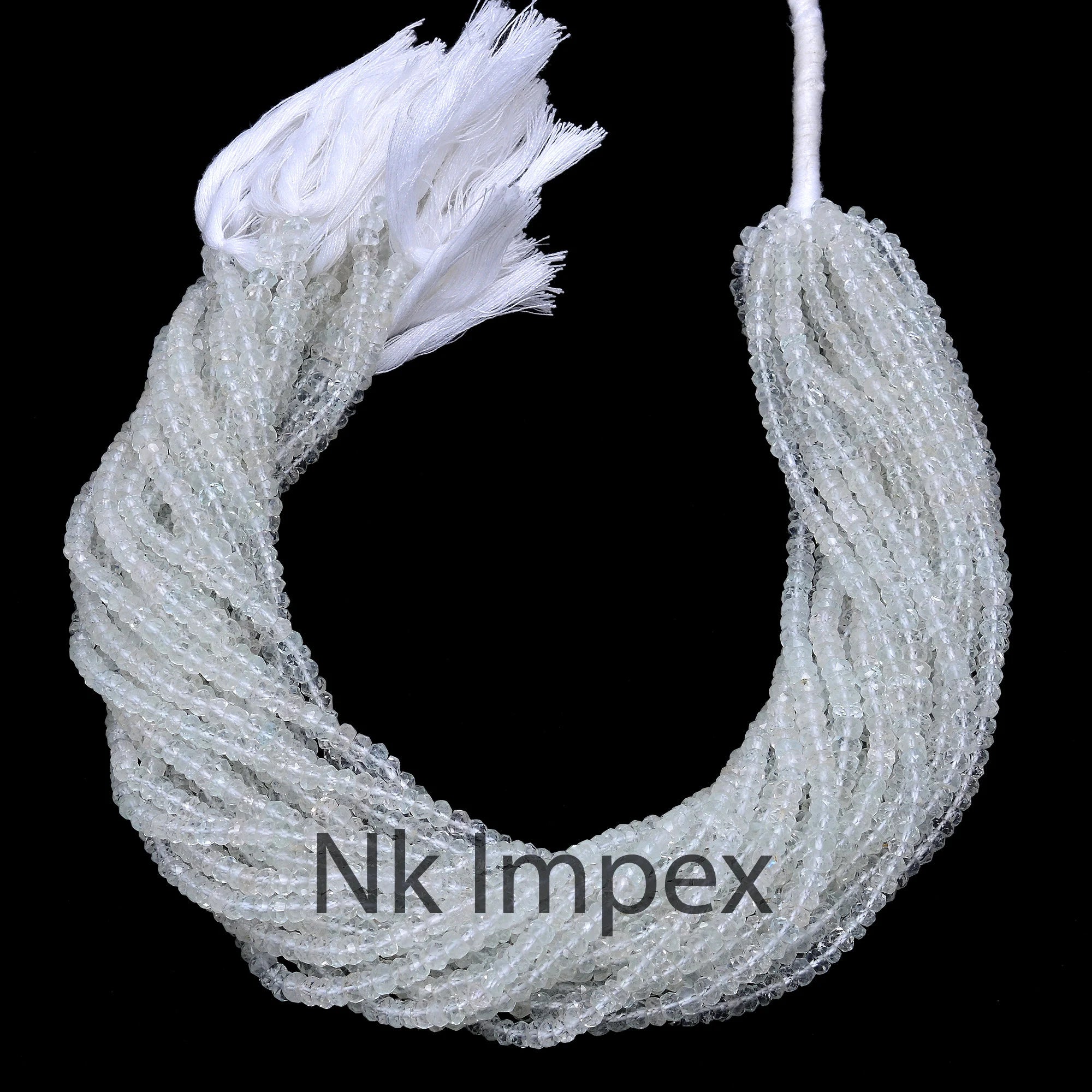 White Beryl Faceted Rondelle Beads, White Beryl Beads, White Beryl Jewelry Making Gemstone Beads 13 Inches Strand
