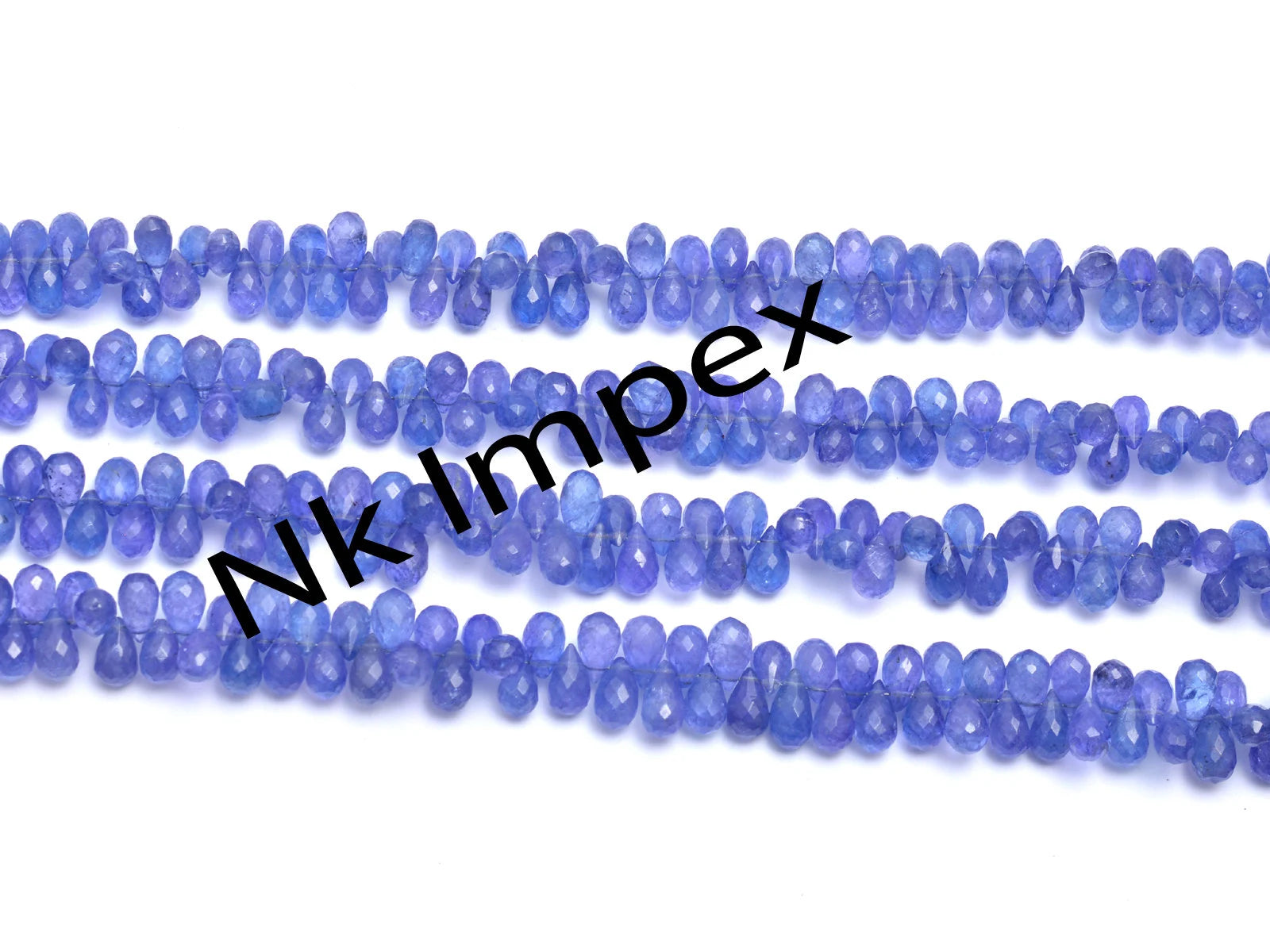 Natural Blue Tanzanite Faceted Drops Beads, 5x8 mm, 9 Inch Strand, (SKU237)