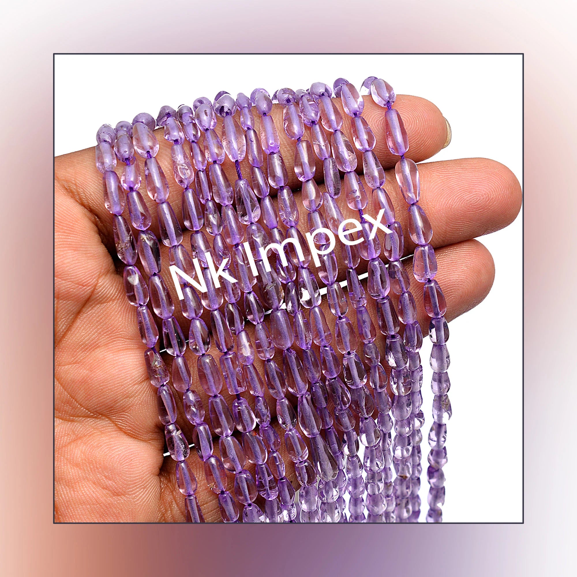 Natural Amethyst Smooth Tumble Nuggets Beads, 4x7 mm To 4x10 mm, 14.5 Inch Strand, (SKU324)