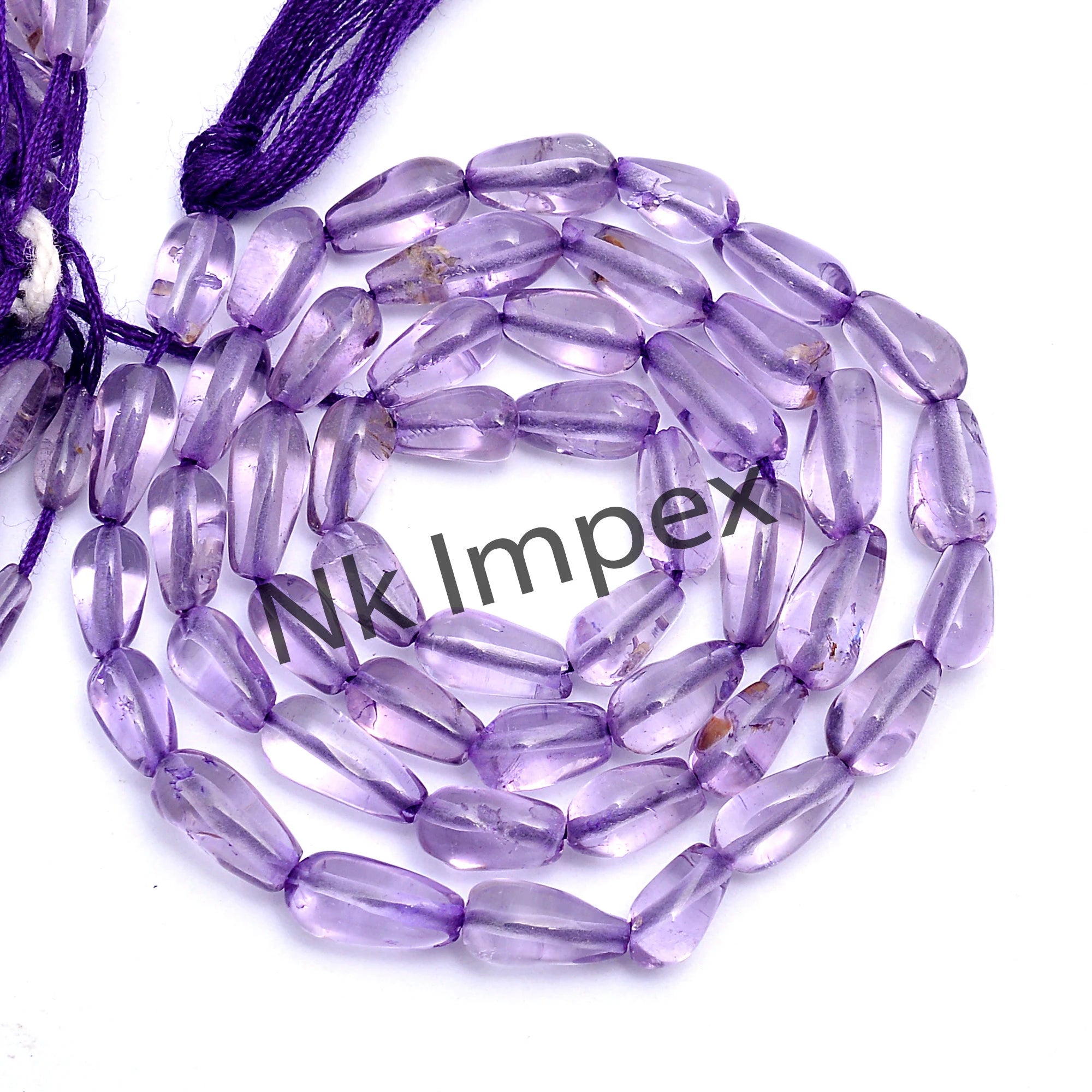 Natural Amethyst Smooth Tumble Nuggets Beads, 4x7 mm To 4x10 mm, 14.5 Inch Strand, (SKU324)