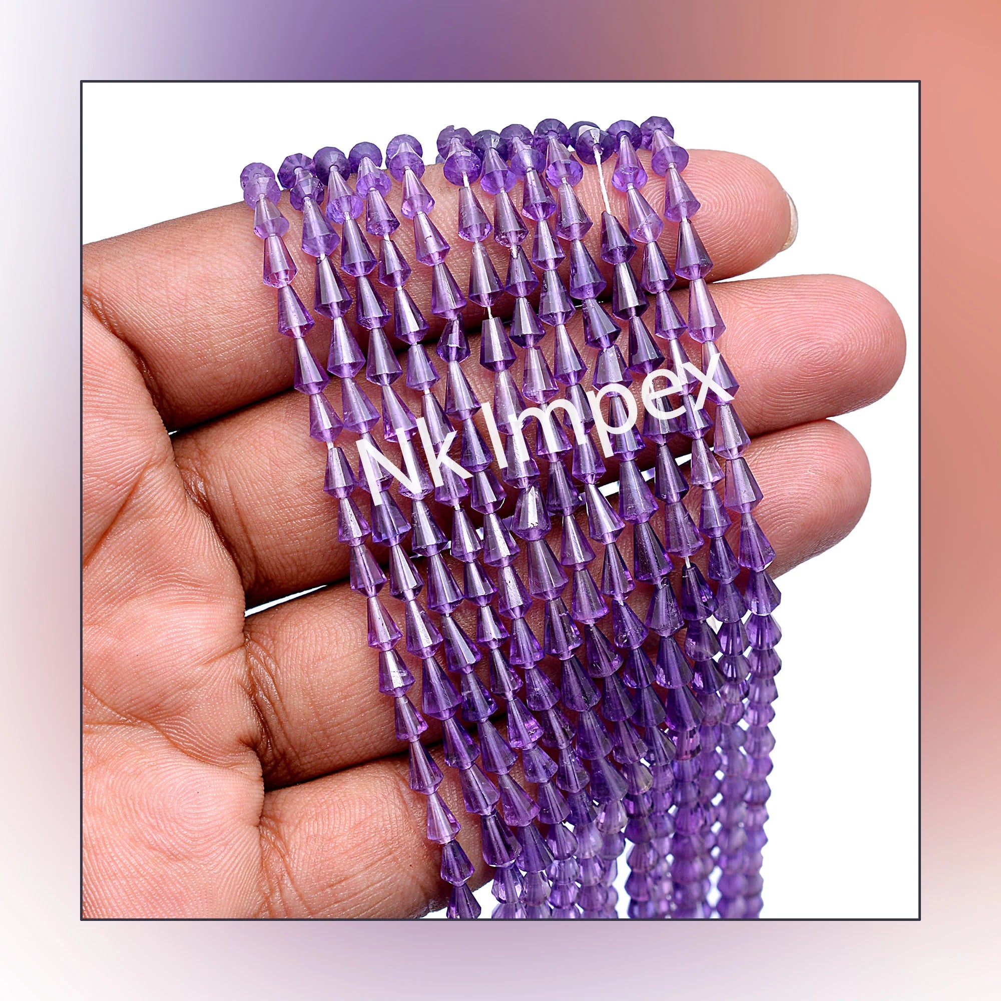 Natural Amethyst Faceted Straight Tear Drops Beads, 15 Inch Strand, (SKU326)