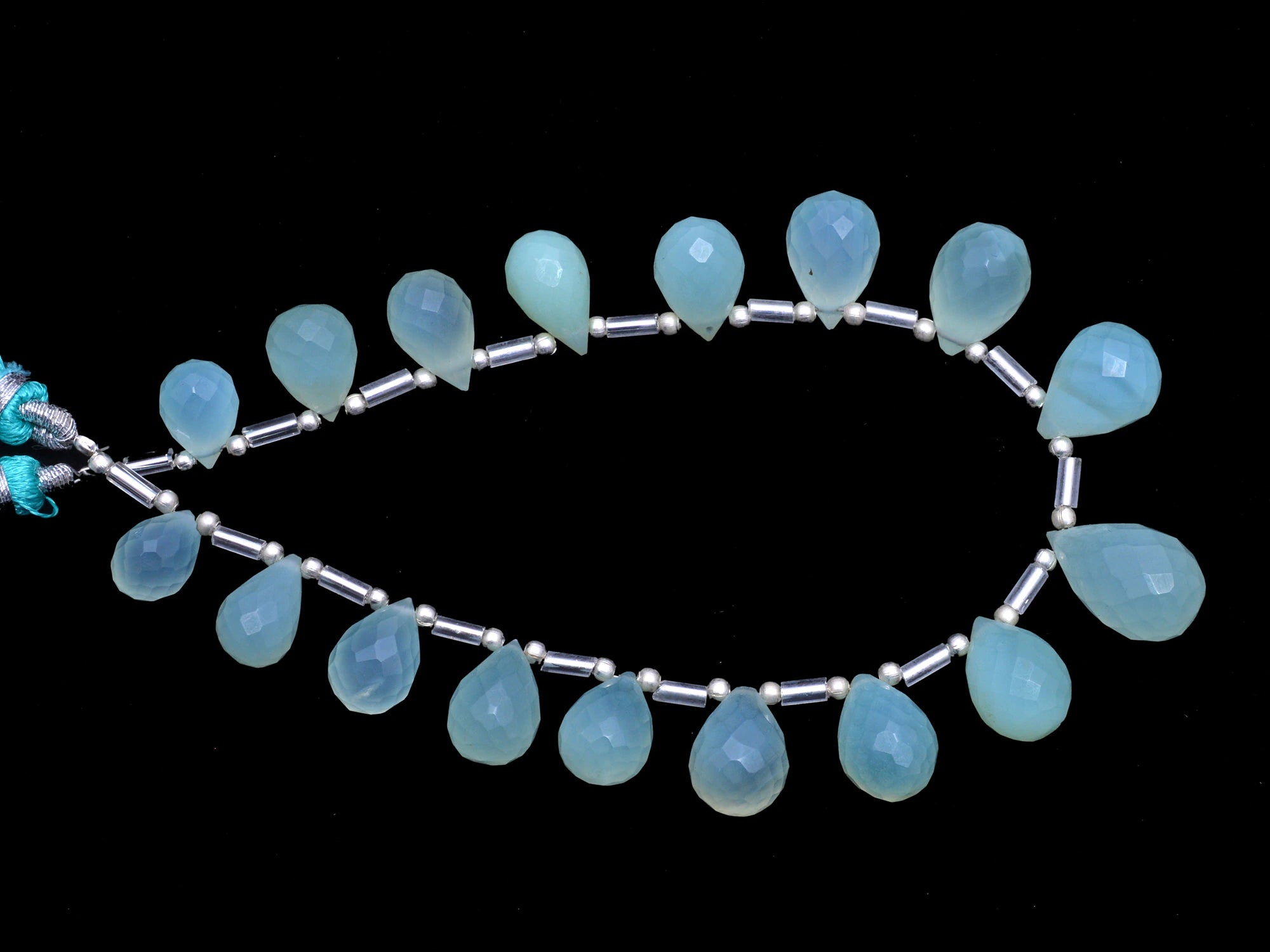 Natural Aqua Chalcedony Beads, Faceted Tear Drops Briolette, 7x10 to 10x14 mm, Unique Gemstone Beads, (SKU1041)