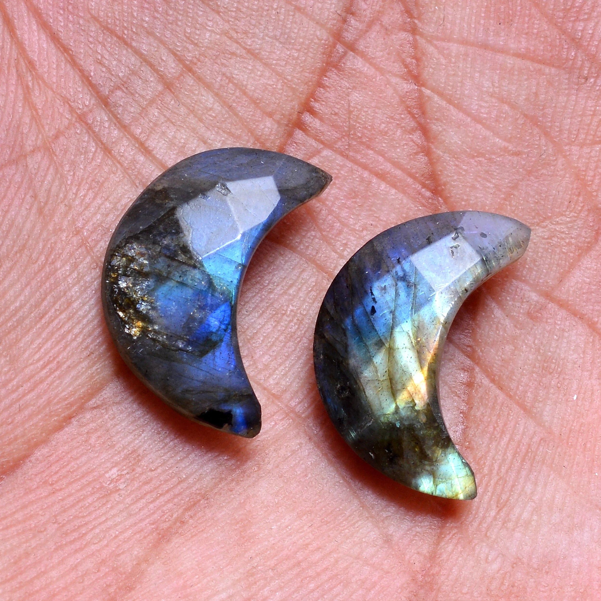 Natural Labradorite Faceted Crescent Moon Shape Loose Gemstone, 7.5x 8 mm, Handmade Gemstone Supplier, (SKU1048)