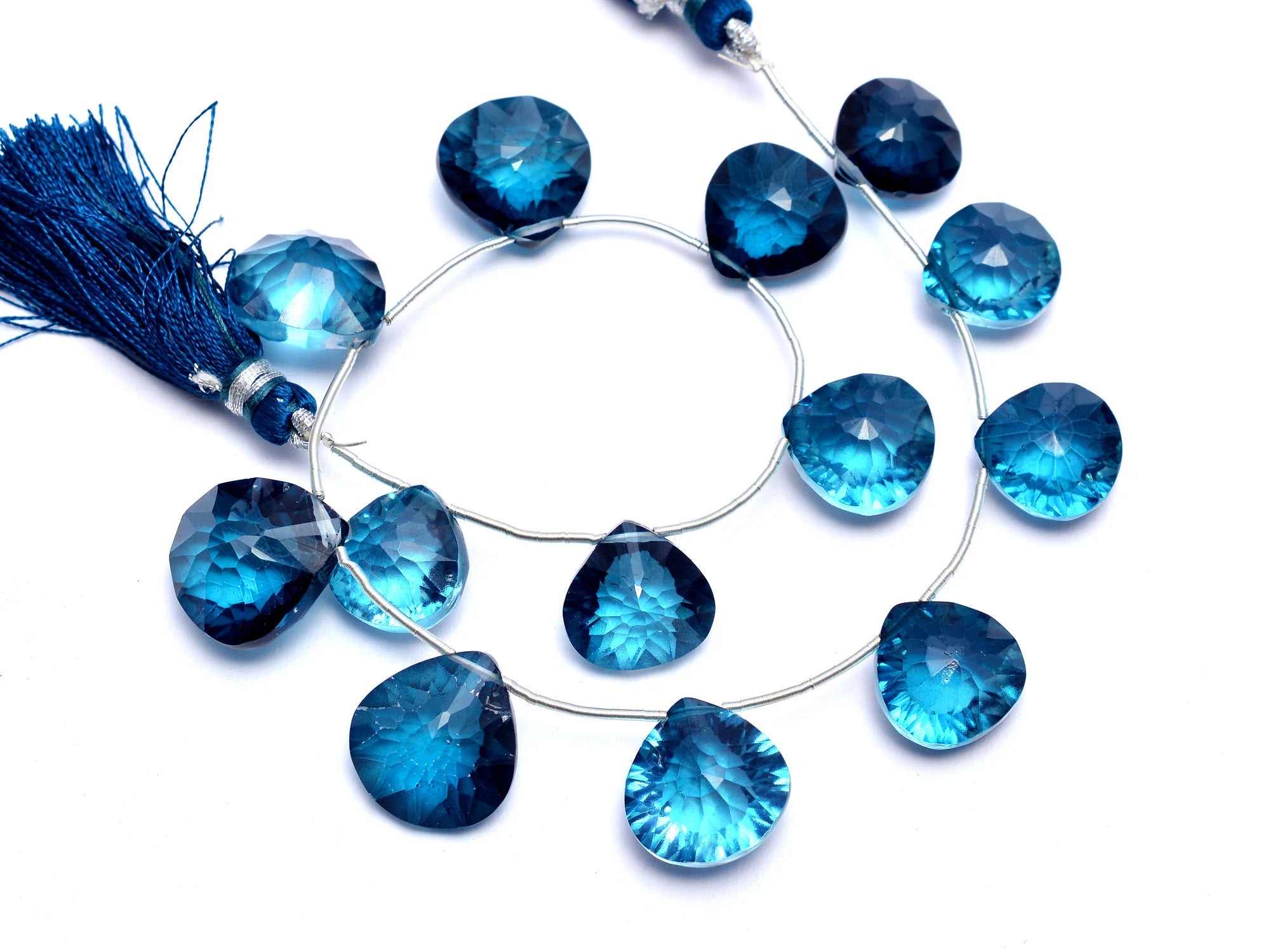 London Blue Topaz Faceted Briolette, Topaz Briolette, London Blue Topaz Jewelry, Gem Quality, 10.5 Inch, SKU1049