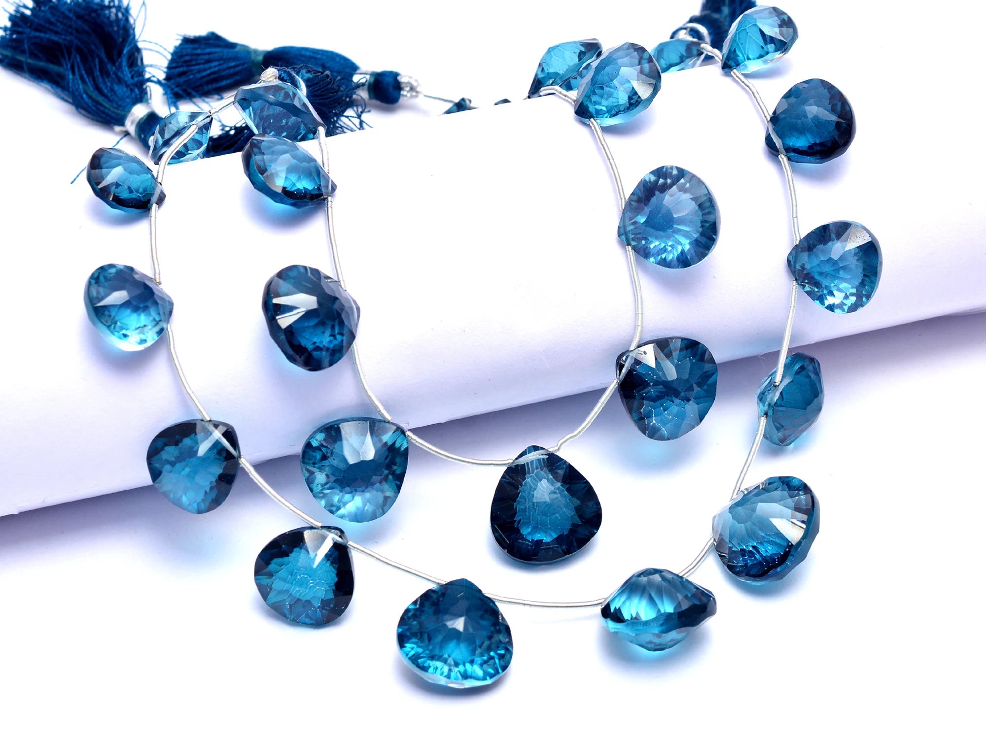 London Blue Topaz Faceted Briolette, Topaz Briolette, London Blue Topaz Jewelry, Gem Quality, 10.5 Inch, SKU1049