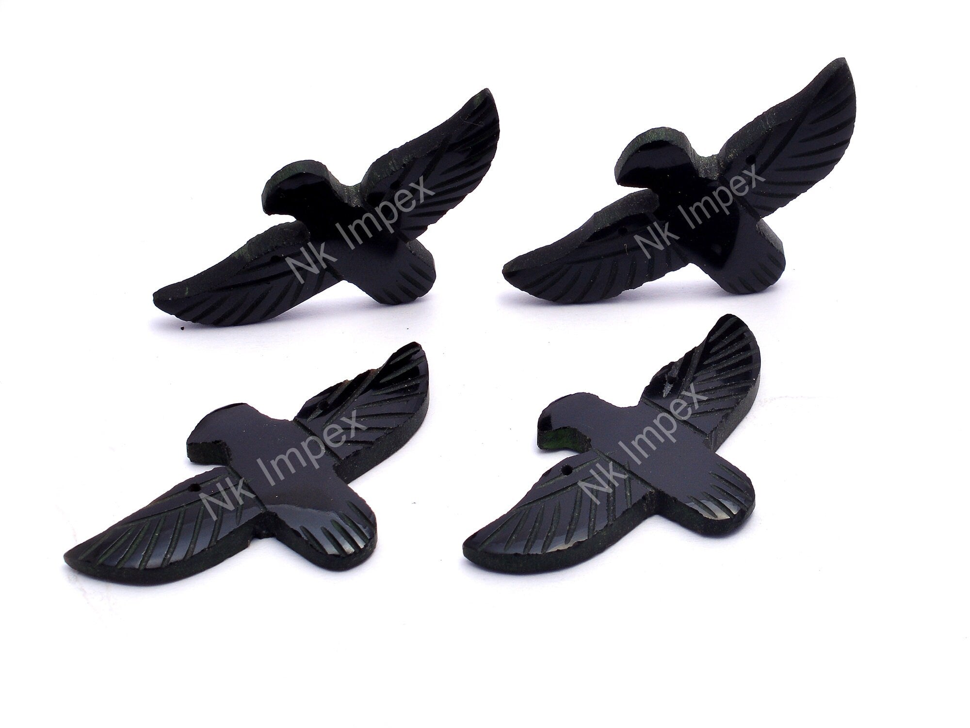 Natural Black Onyx Eagle Loose Gemstone. Handmade Carving Onyx Motif, (SKU1035)