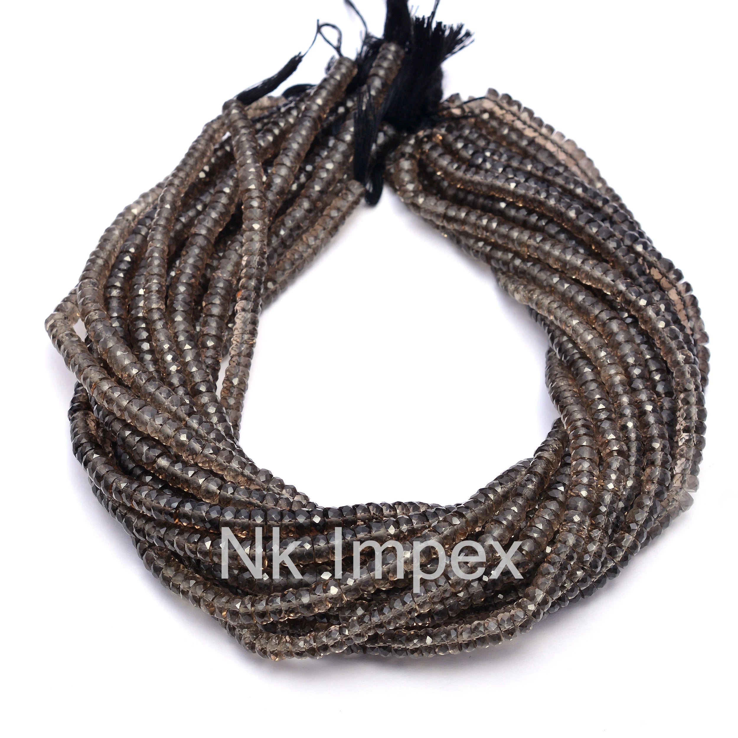 AA Quality Smoky Quartz Faceted Tyre Beads, Smoky Quartz Heishi Beads, Smoky Quartz Tyre Beads, Handmade Heishi Beads, SKU No. 1001