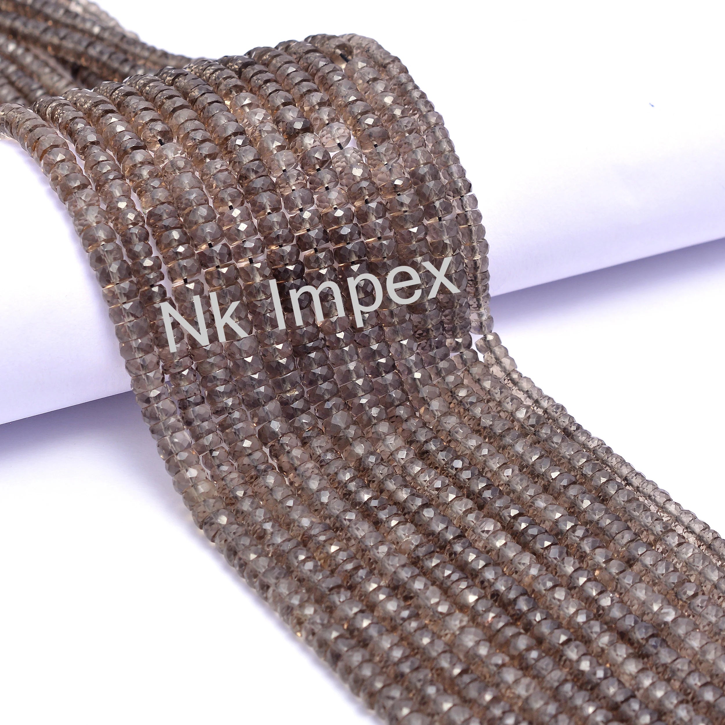 AA Quality Smoky Quartz Faceted Tyre Beads, Smoky Quartz Heishi Beads, Smoky Quartz Tyre Beads, Handmade Heishi Beads, SKU No. 1001