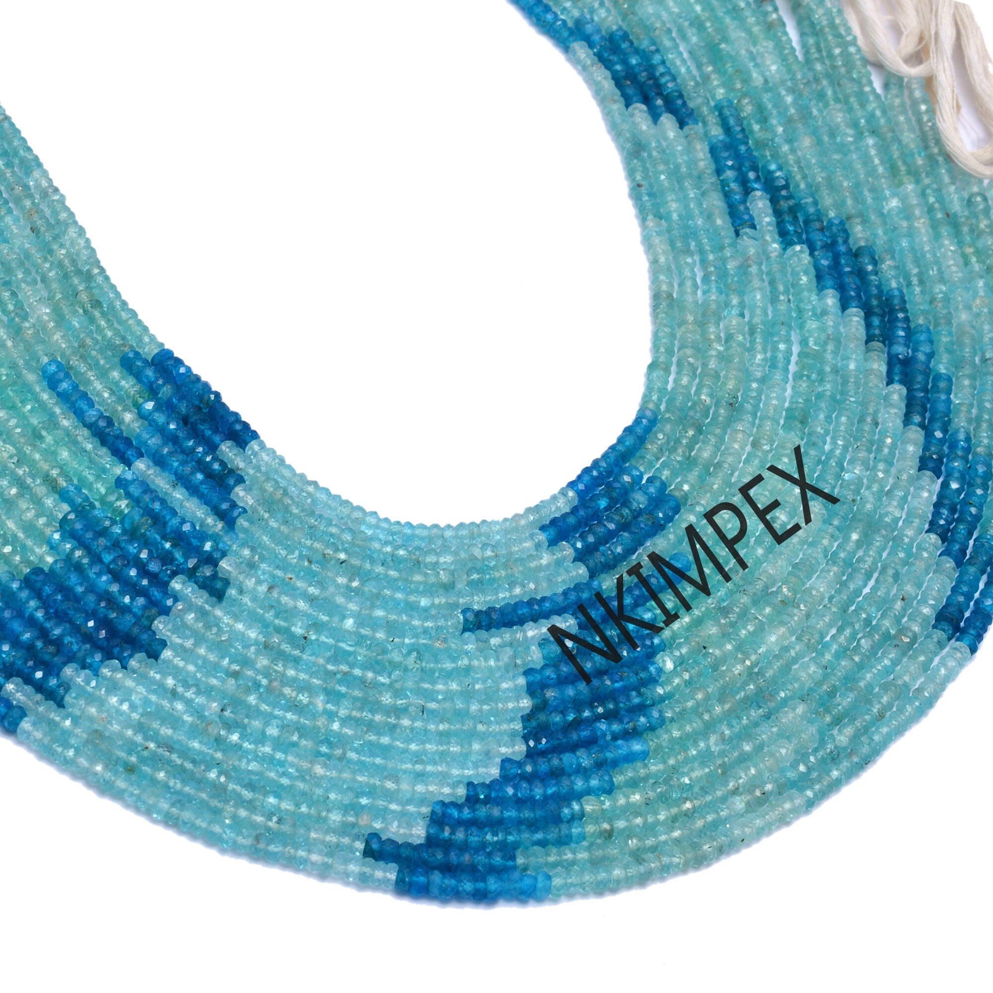 Natural Multi Apatite Shaded Faceted Rondelle Beads, 17 Inch Strand, (SKU006)