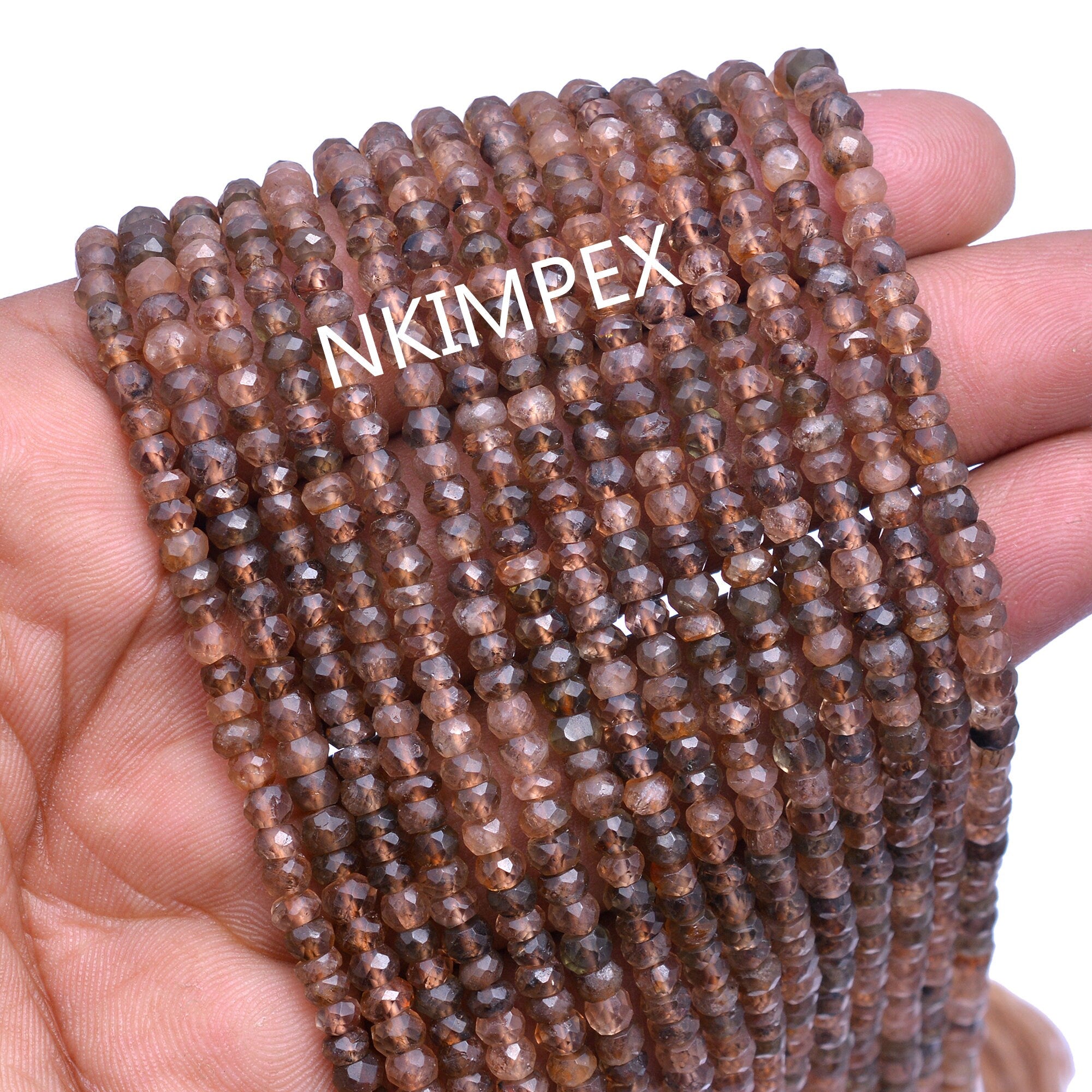 Andalusite Faceted Rondelle Beads, Green Andalusite Rondelle Beads, Andalusite Jewelry Making Gemstone Beads, 13.5 Inch Strand