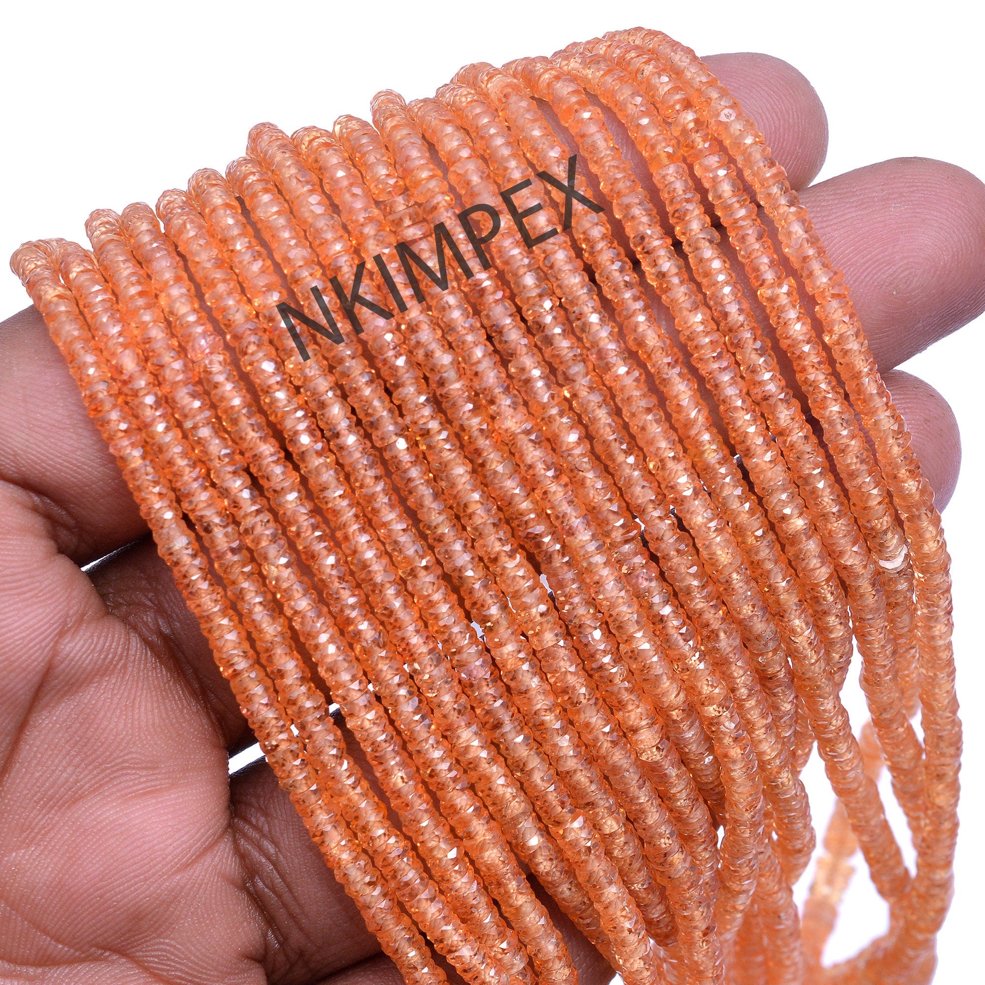 Natural Orange Sapphire Faceted Tyre Beads, 2 mm To 4.5 mm, Orange Sapphire Wheels, Sapphire Jewelry Making Gemstone Beads, 16 Inch, SKU 061