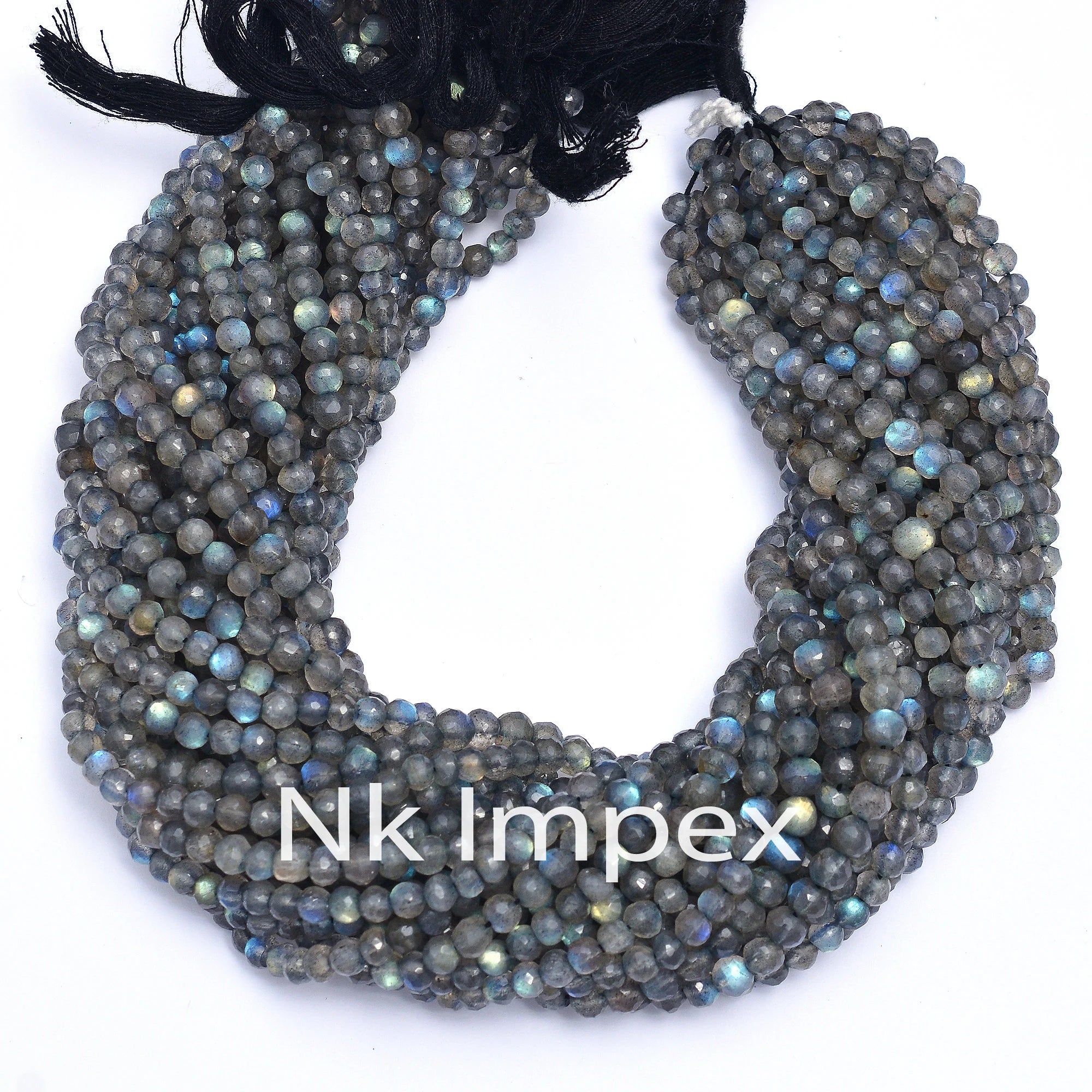 Round Labradorite Faceted Beads, Blue Flashy Round Balls Beads, 5 mm Beads For Jewelry Making, 13 Inch Strand (SKU173)