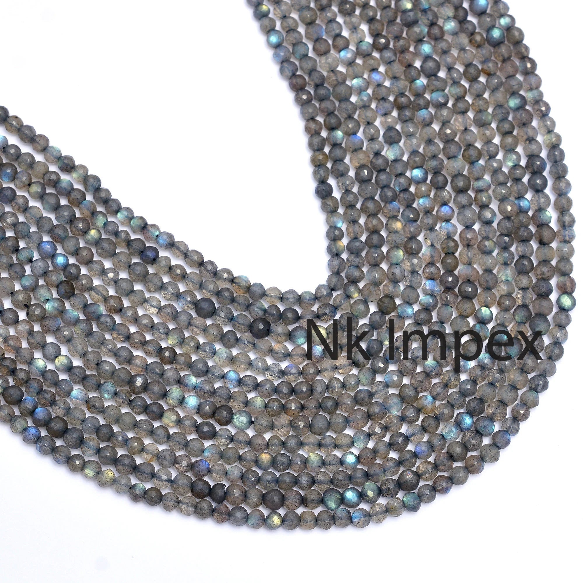 Round Labradorite Faceted Beads, Blue Flashy Round Balls Beads, 5 mm Beads For Jewelry Making, 13 Inch Strand (SKU173)