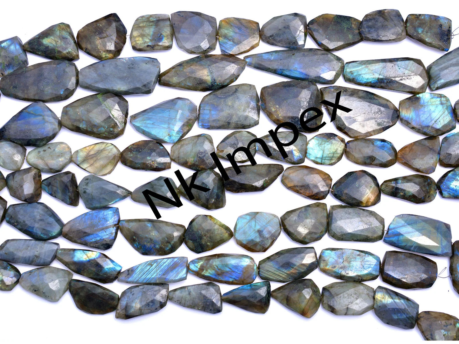 Labradorite Faceted Flat Plate Nugget Beads, Black Rainbow Plat Nuggets Beads, Labradorite Jewelry Making Gemstone Beads, 15 Inch, SKU 180