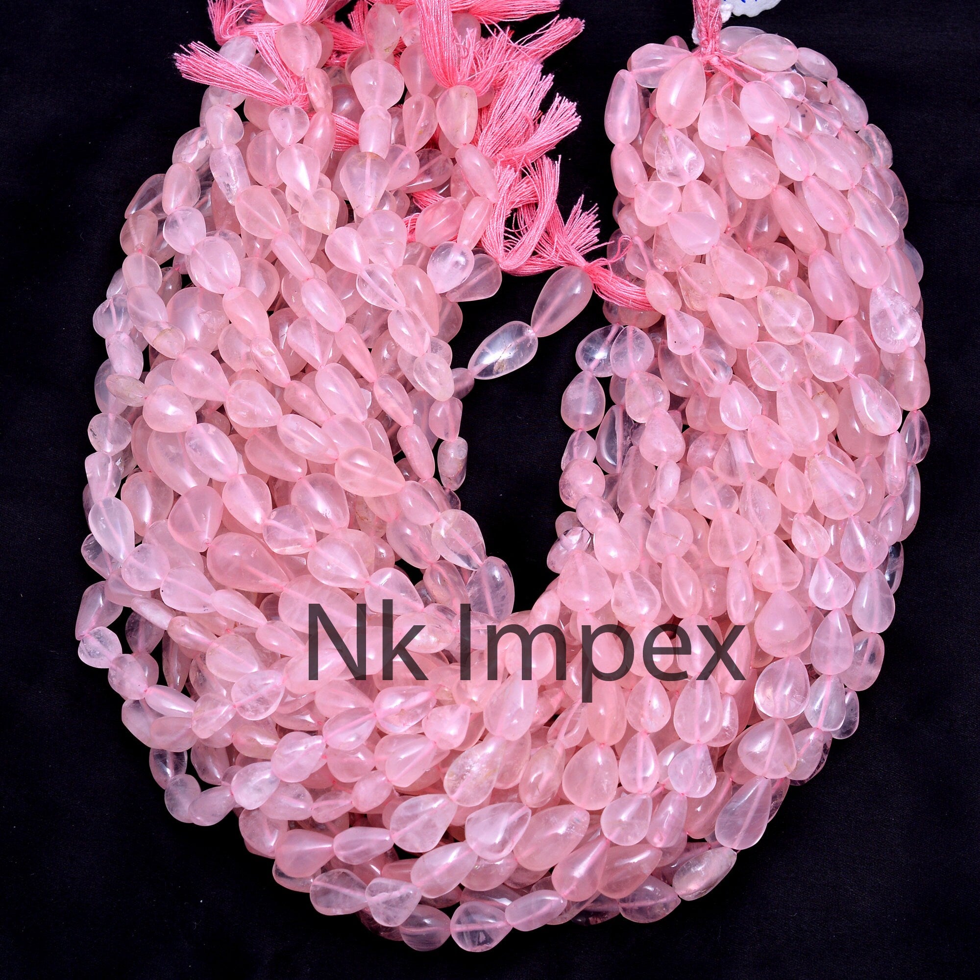 Natural Rose Quartz Smooth Teardrops Beads, 7x9 To 11x17 mm, 14 Inch, (SKU191)