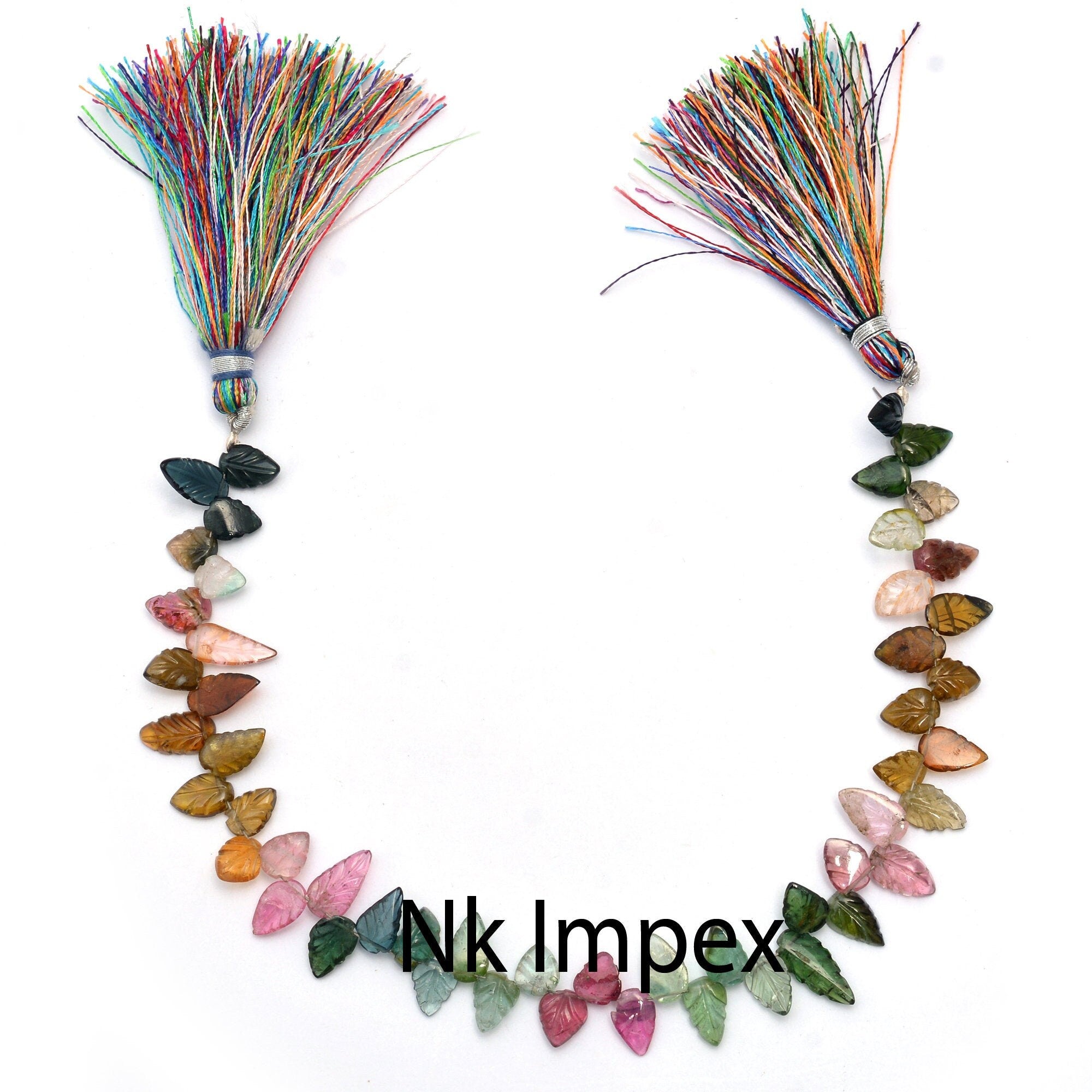 Multi Tourmaline Carving Leaf Beads, Tourmaline Carving Leaf, Gemstone Carving Leaf, Jewelry Making Gemstone, 8 Inch, SKU 198