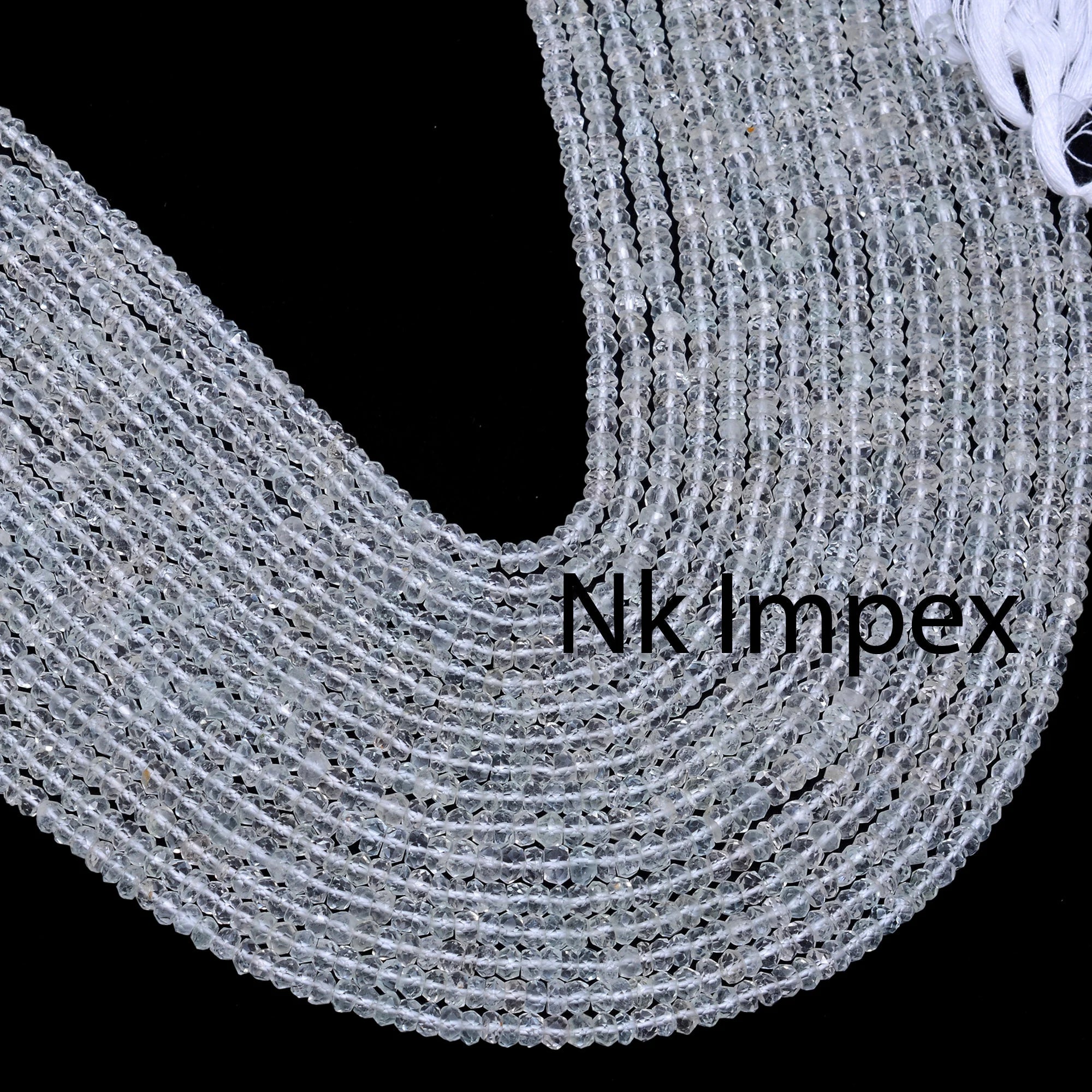 White Beryl Faceted Rondelle Beads, White Beryl Beads, White Beryl Jewelry Making Gemstone Beads 13 Inches Strand
