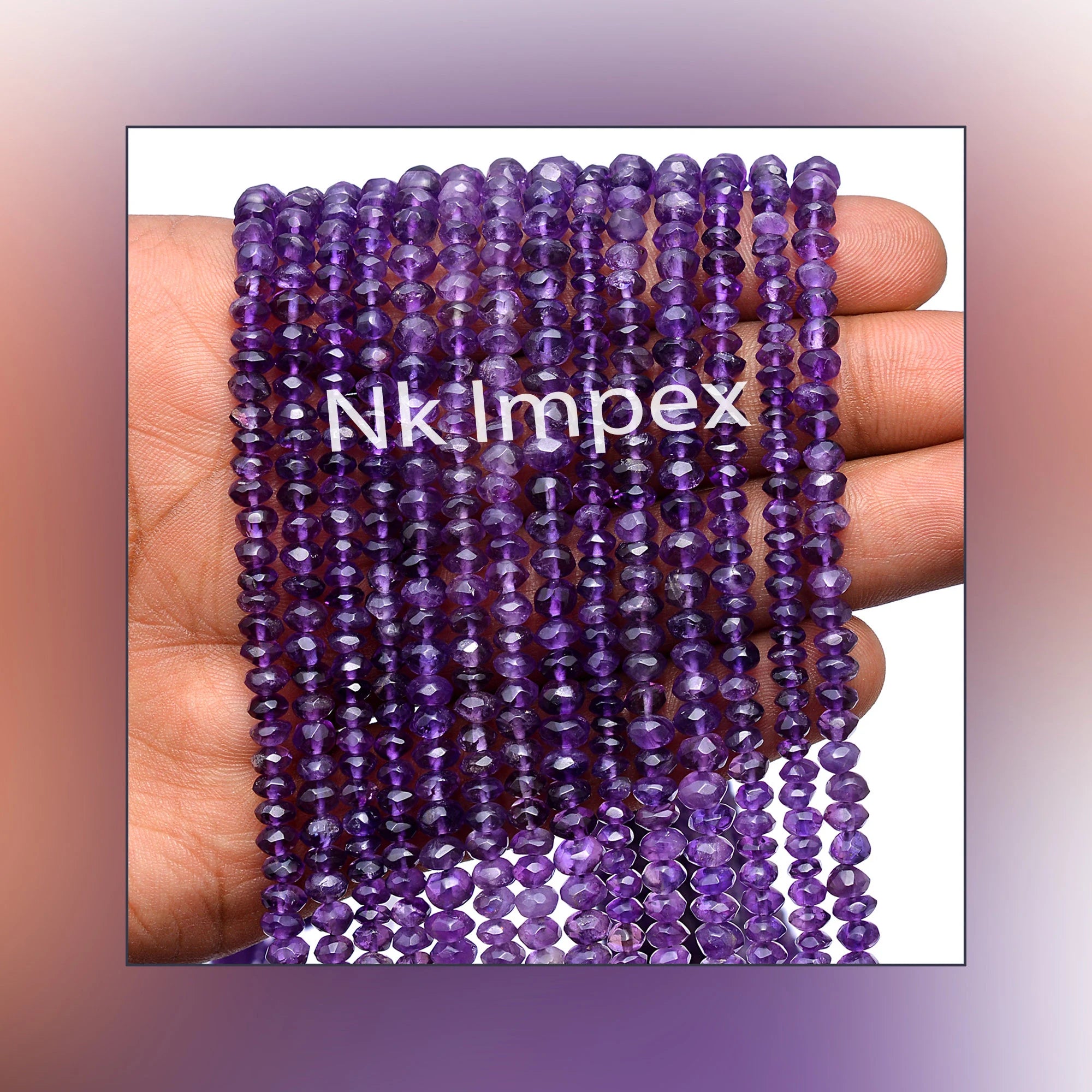 Amethyst Faceted Rondelle Beads, 4- 5 mm/ 4 - 7 mm, 14 Inch, (SKU323)