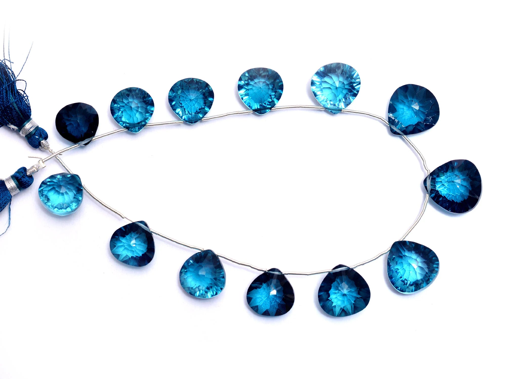 London Blue Topaz Faceted Briolette, Topaz Briolette, London Blue Topaz Jewelry, Gem Quality, 10.5 Inch, SKU1049
