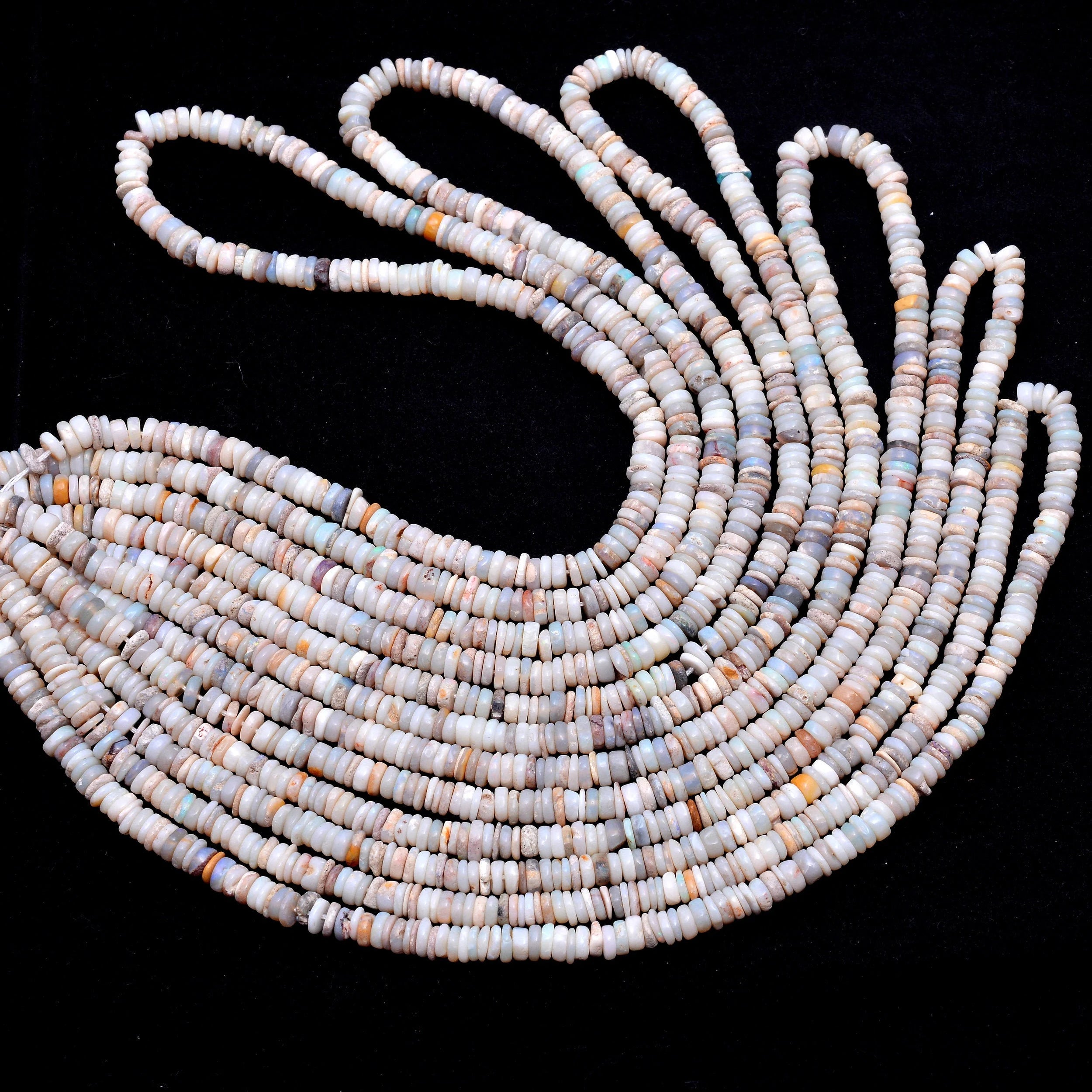 Natural Australian Opal Smooth Heishi Tyre Beads, Dainty Gemstone Beads, (SKU1075)