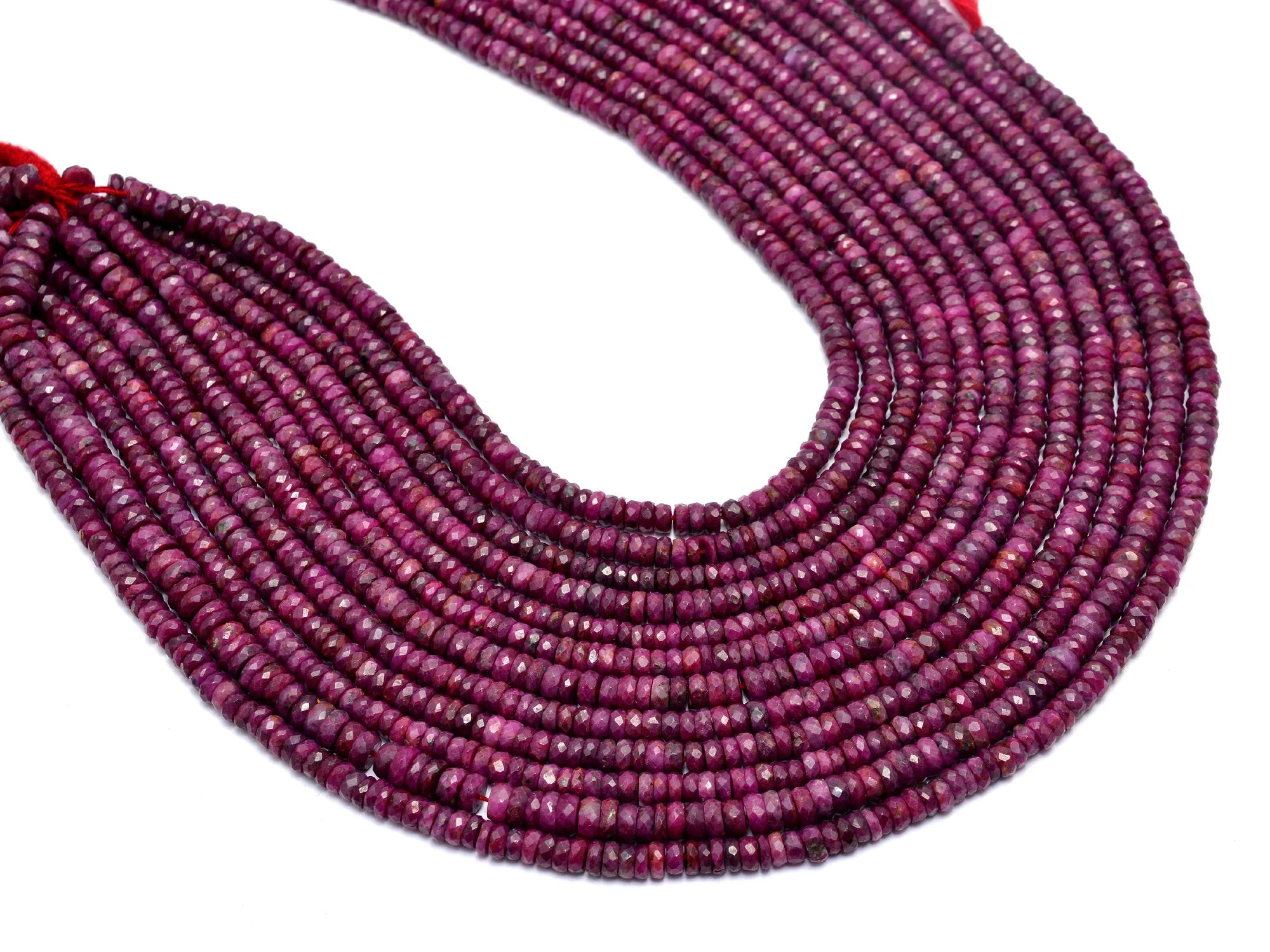 Ruby Faceted Tyre Beads, Ruby Wheels, Ruby Coin, Ruby Heishi Beads, Ruby Handmade Jewelry Making Gemstone Beads, 13 Inch, SKU1071
