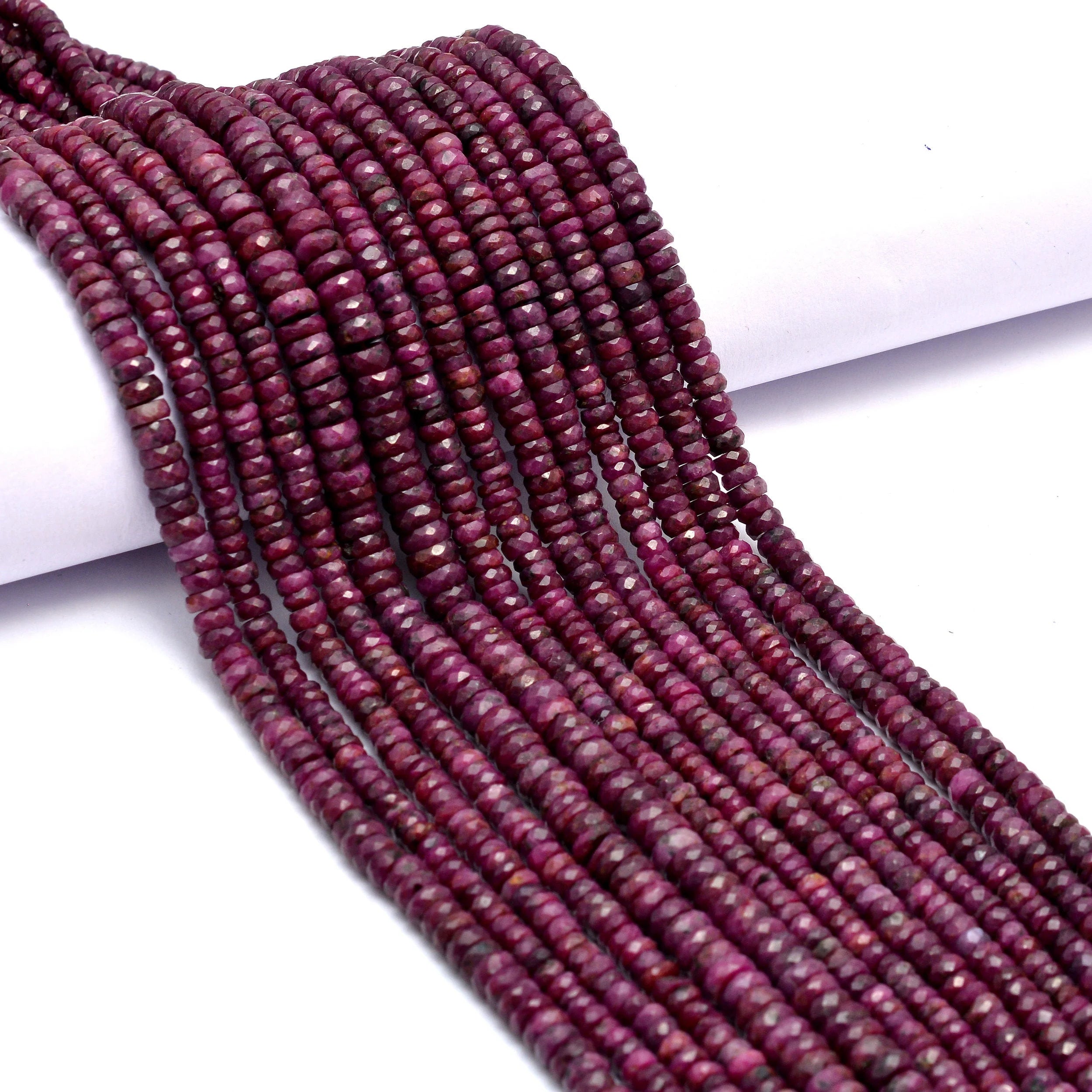Ruby Faceted Tyre Beads, Ruby Wheels, Ruby Coin, Ruby Heishi Beads, Ruby Handmade Jewelry Making Gemstone Beads, 13 Inch, SKU1071