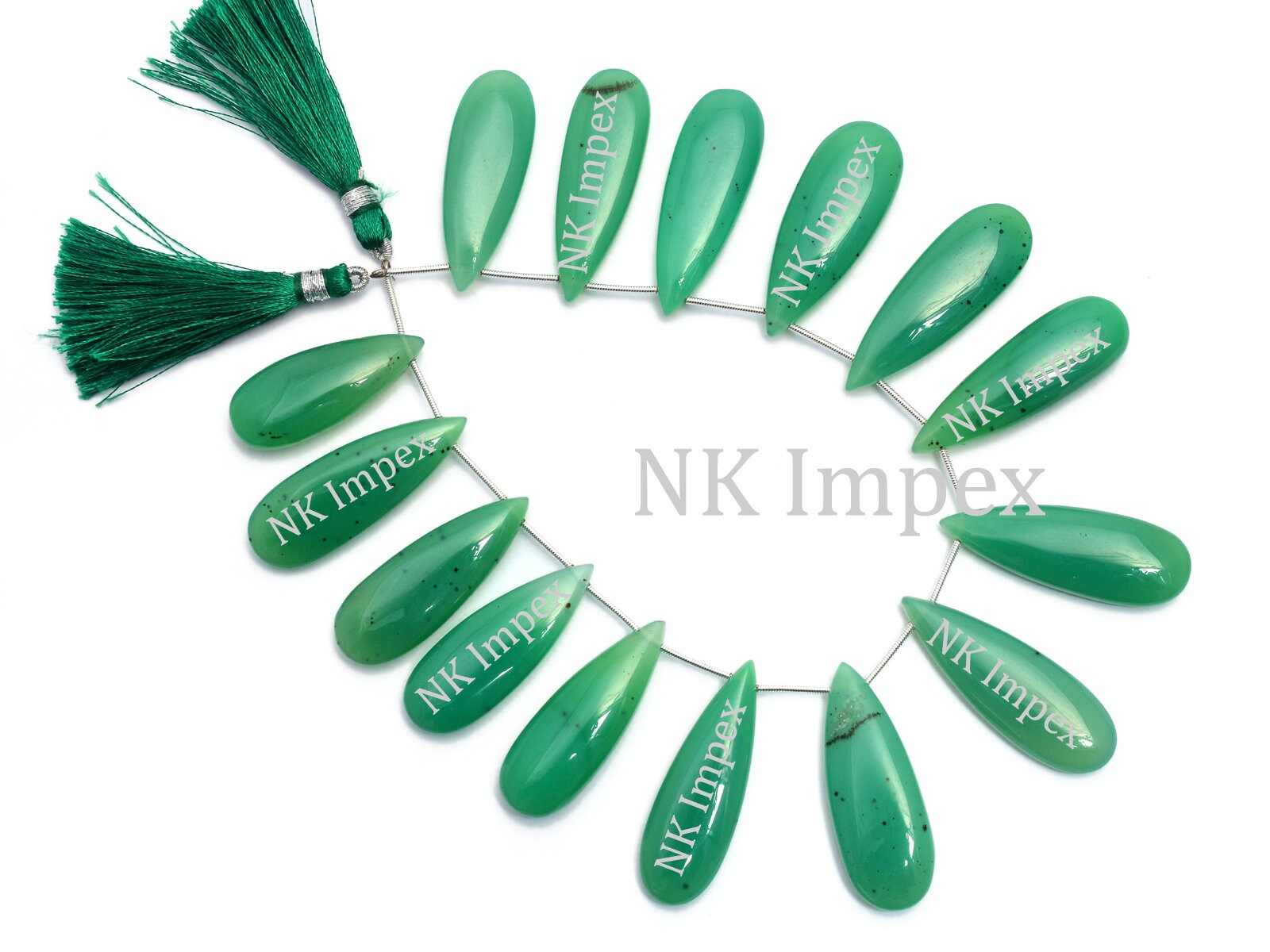 Chrysoprase Chalcedony Smooth Long Pear Beads, 13x33.5mm to 15x41mm, Green Chrysoprase Chalcedony Pear, Chrysoprase Jewelry Pear, SKU1093