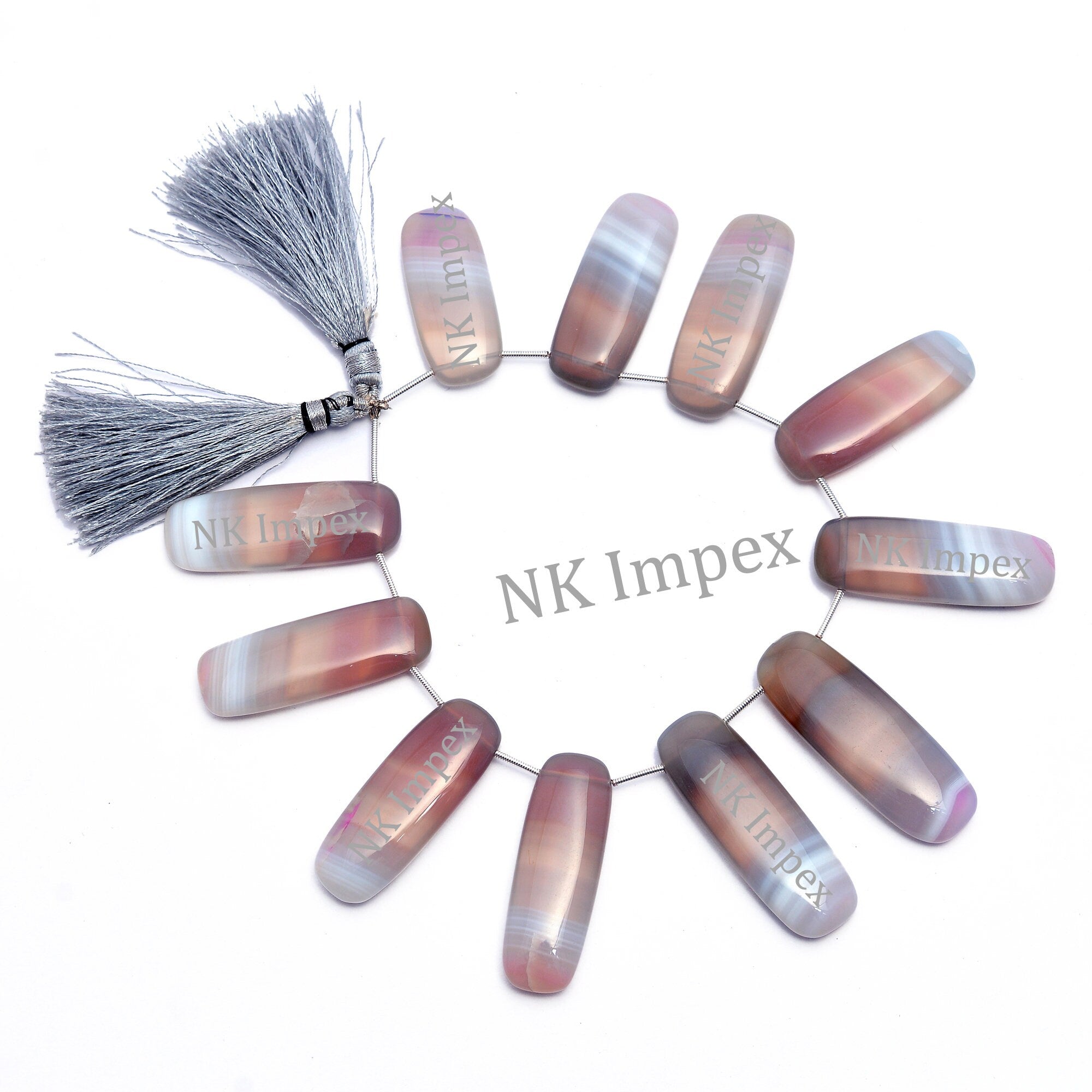 Bi-Color Chalcedony Smooth Long Slice Beads, 14x31mm To 15.5x40.5mm, Chalcedony Long Nuggets Beads, Chalcedony Jewelry Gemstone SKU1096
