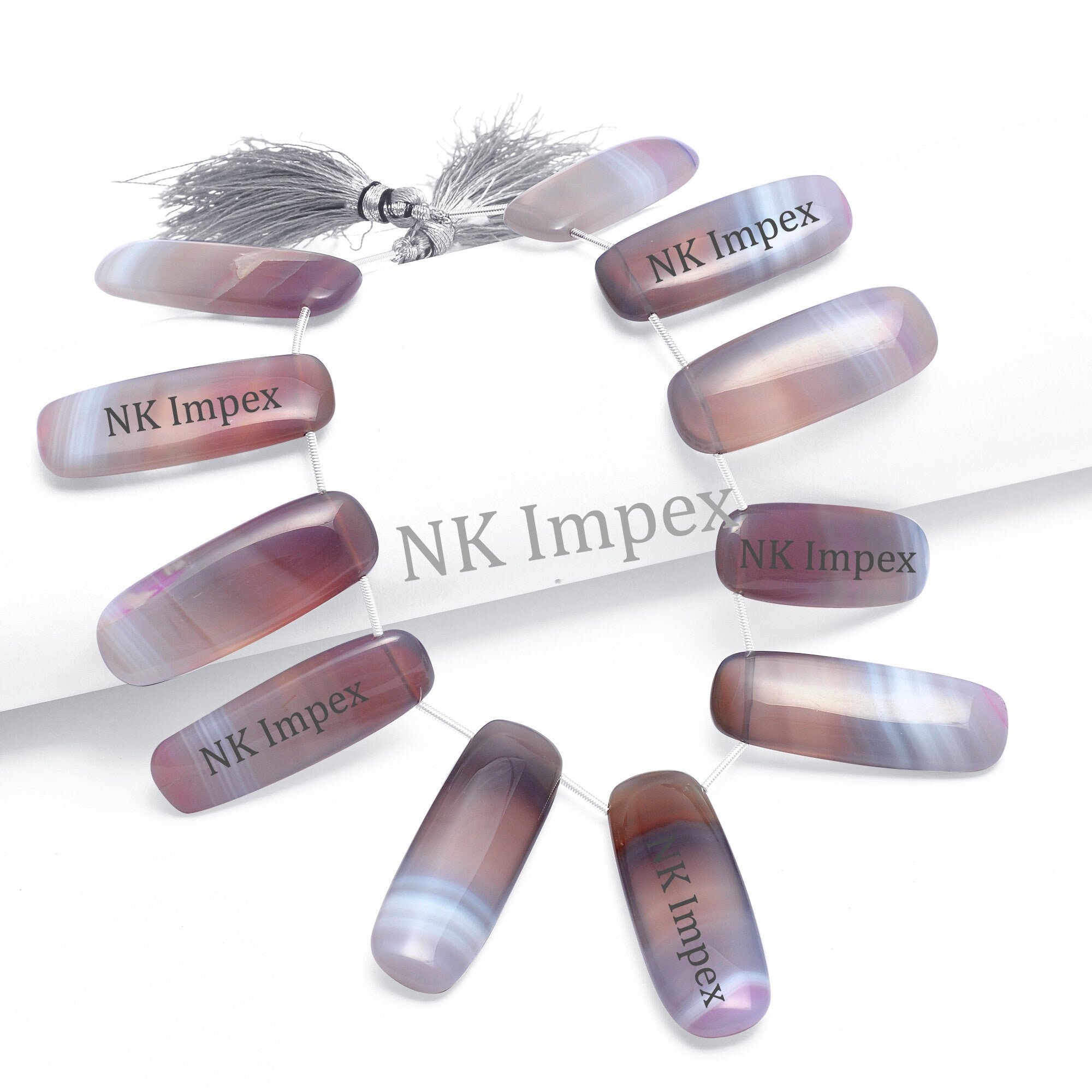 Bi-Color Chalcedony Smooth Long Slice Beads, 14x31mm To 15.5x40.5mm, Chalcedony Long Nuggets Beads, Chalcedony Jewelry Gemstone SKU1096