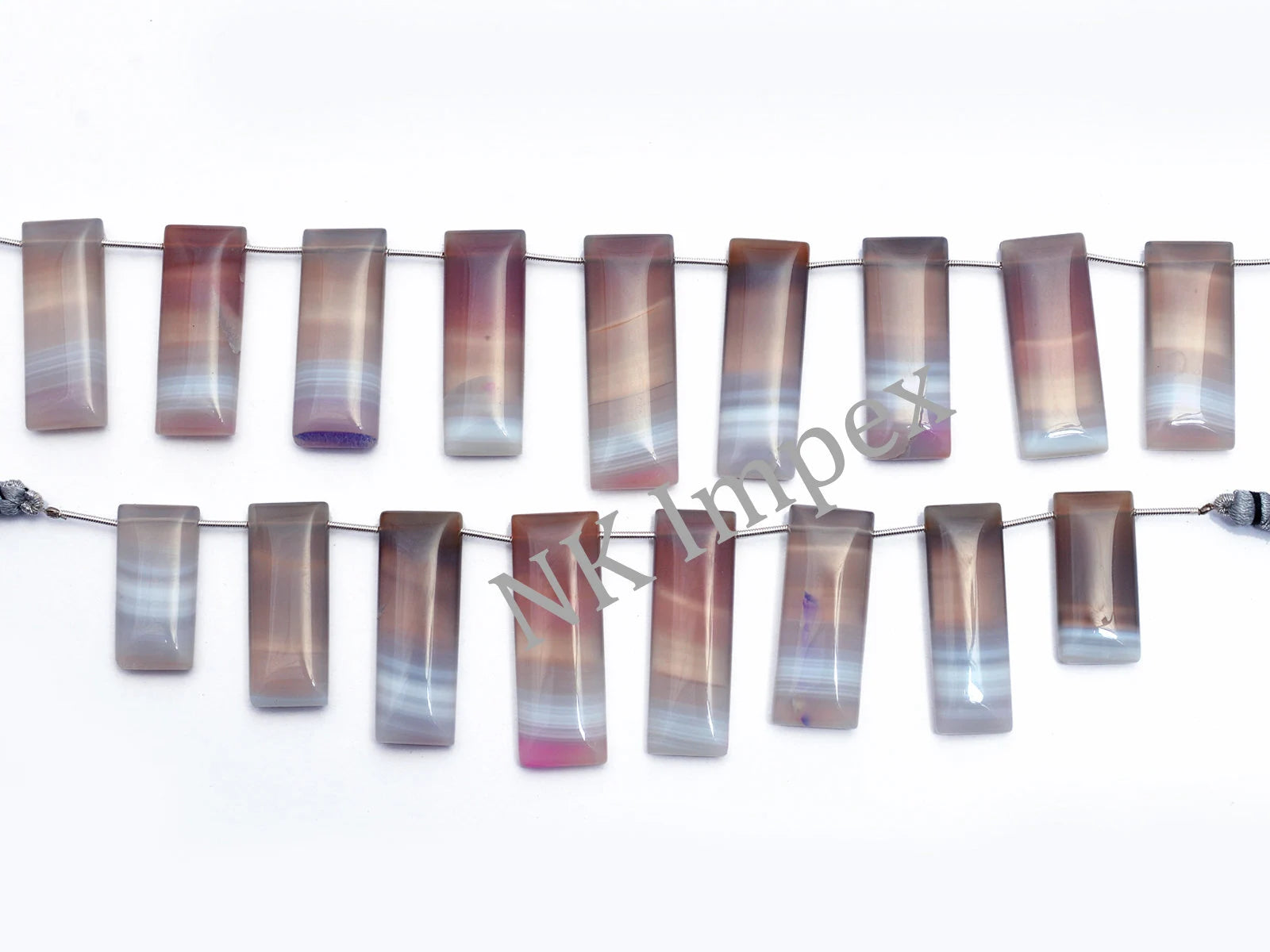 Bi-Color Chalcedony Smooth Rectangle Beads, 13x27 mm to 14x42 mm, Chalcedony Rectangle Beads, Chalcedony Jewelry Gemstone, SKU1100