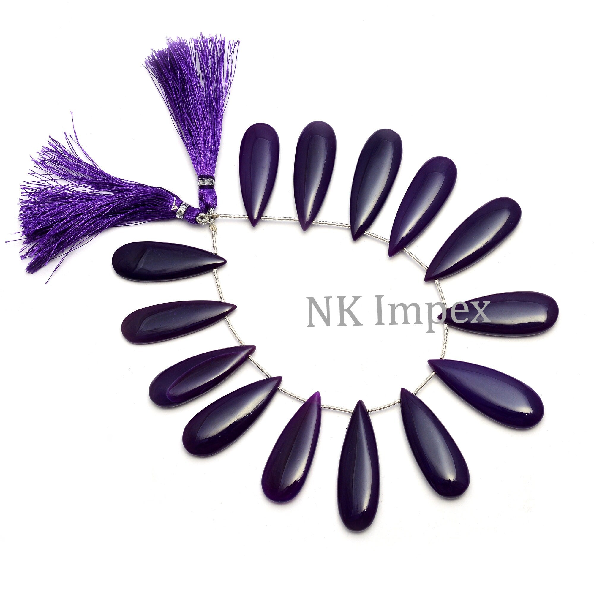 Purple Chalcedony Smooth Long Pear Beads, 11x38 mm to 14.5x41.5 mm, Purple Chalcedony Pear Beads, Chalcedony Jewelry Gemstone, SKU1101