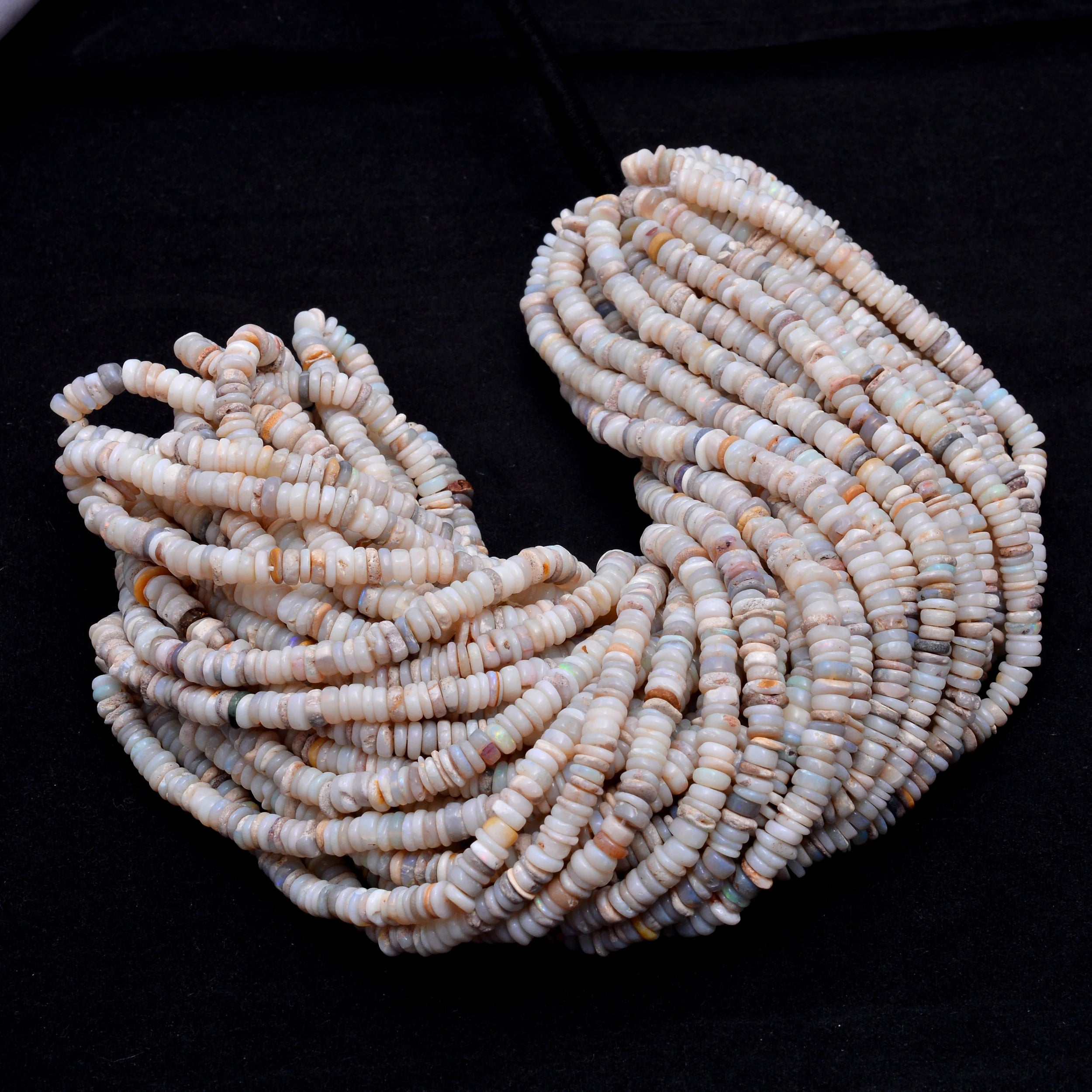Natural Australian Opal Smooth Heishi Tyre Beads, Dainty Gemstone Beads, (SKU1075)