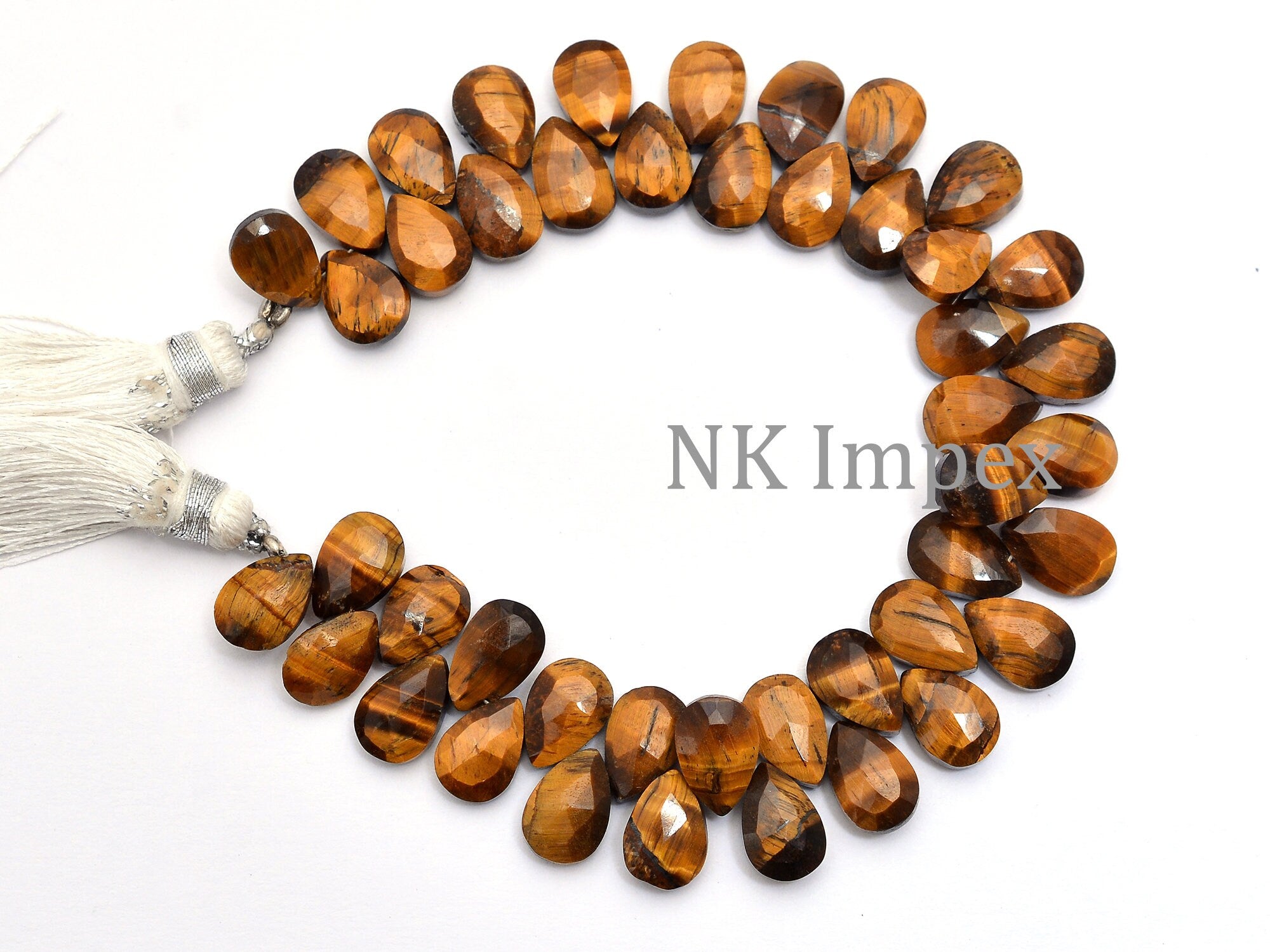 Natural Tiger's Eye Faceted Pear Beads, 7x10 mm, Jewelry Making Gemstone Beads, (SKU1119)