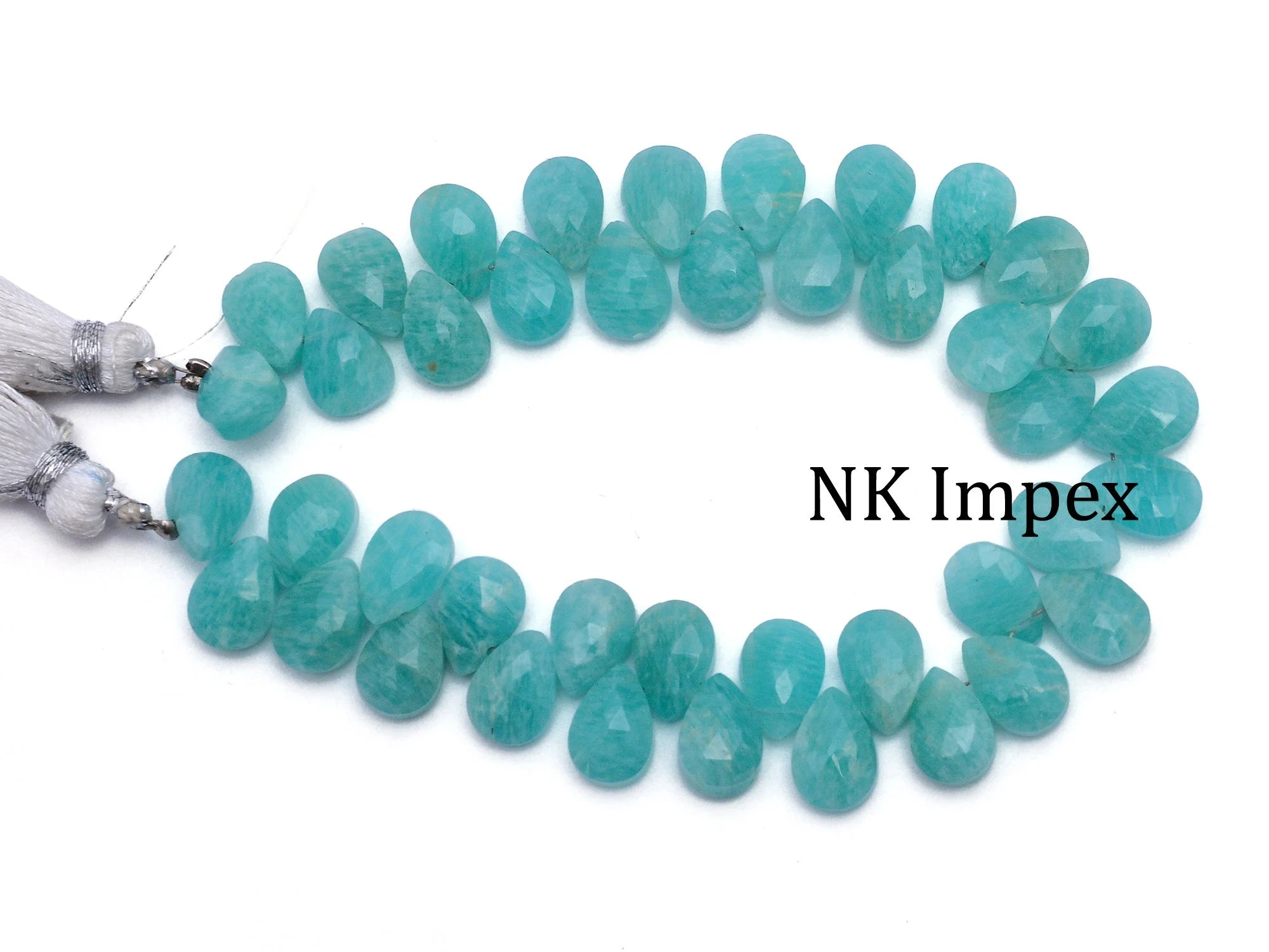 Amazonite Faceted Pear Beads, 7x10mm, Amazonite Jewelry Making Gemstone Beads, 7 Inches Strand, (SKU1126)