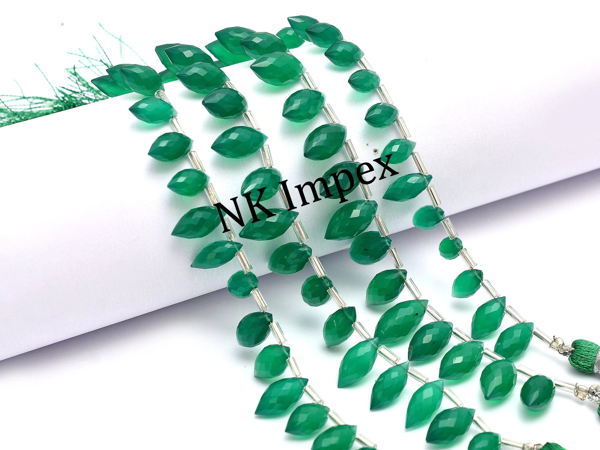 Green Onyx Marquise Faceted Beads, Green Onyx Jewelry Making Gemstone Beads, (SKU1132)