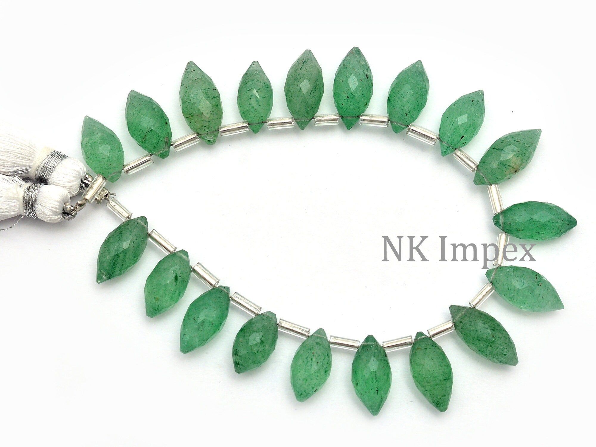 AA Quality Green Strawberry Quartz Faceted Round Marquise Shape Briolettes, Faceted Green Strawberry Quartz Briolettes, (SKU1140)