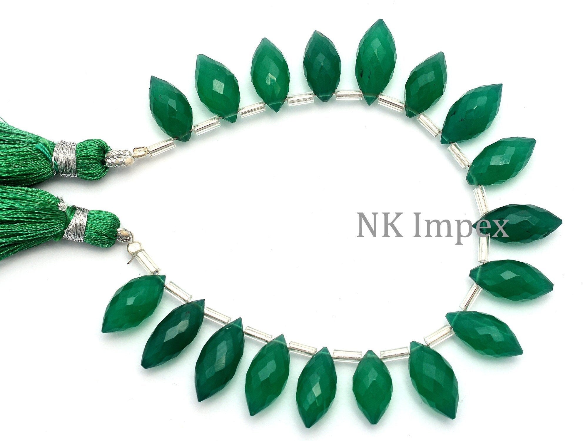 Green Onyx Marquise Faceted Beads, Green Onyx Jewelry Making Gemstone Beads, (SKU1132)