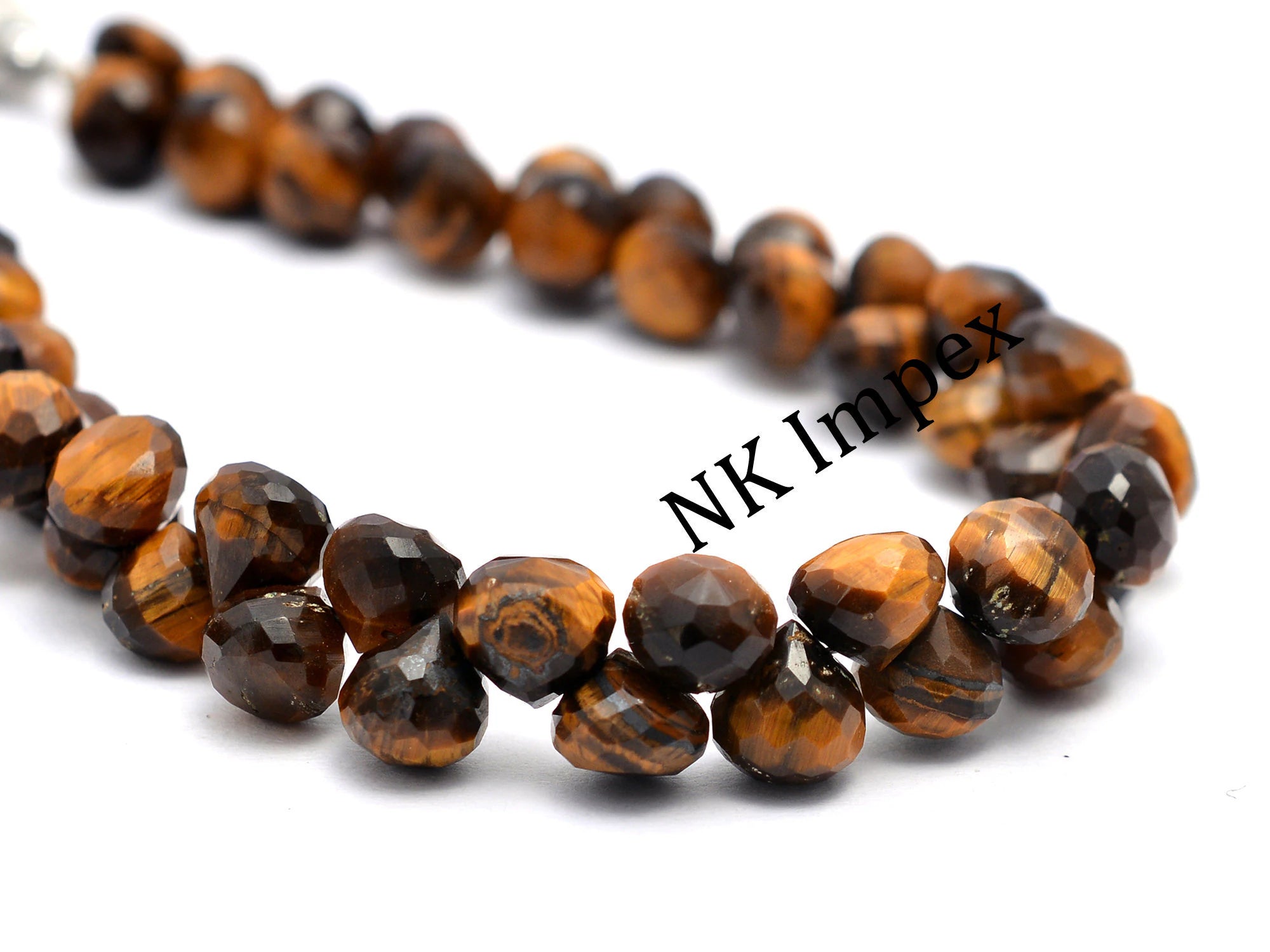 Tiger's Eye Onion Shape Briolettes Beads, Tiger Eye Faceted Stone, Tiger Eye Jewelry Making Gemstone Beads, 7 Inches Strand, SKU1141
